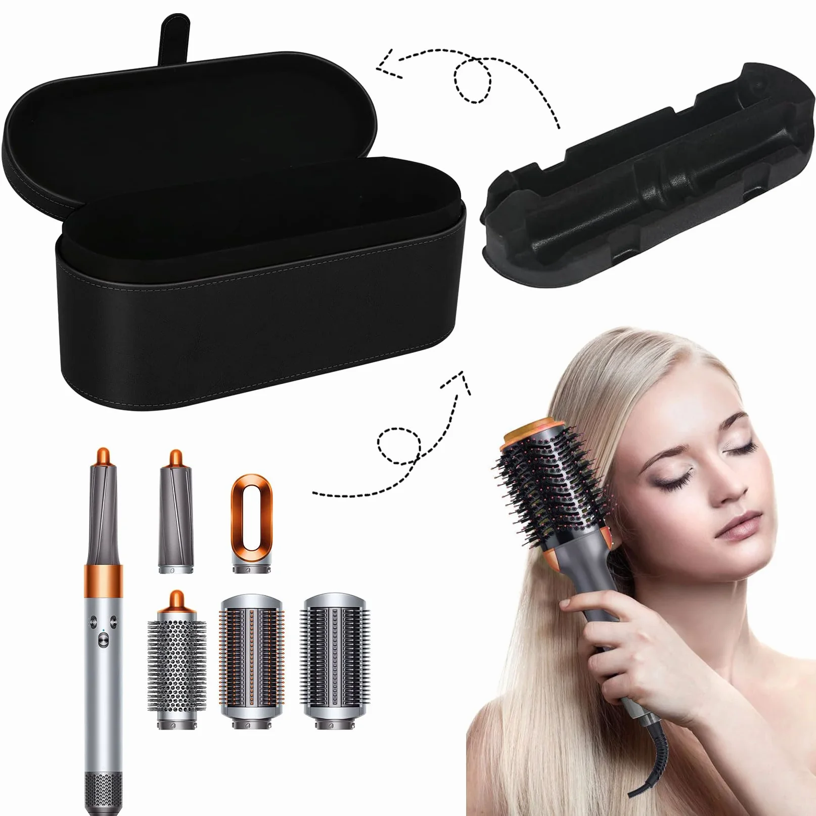 Torba do przechowywania suszarki do włosów Dyson Supersonic, twarda obudowa ze skóry PU, czarna