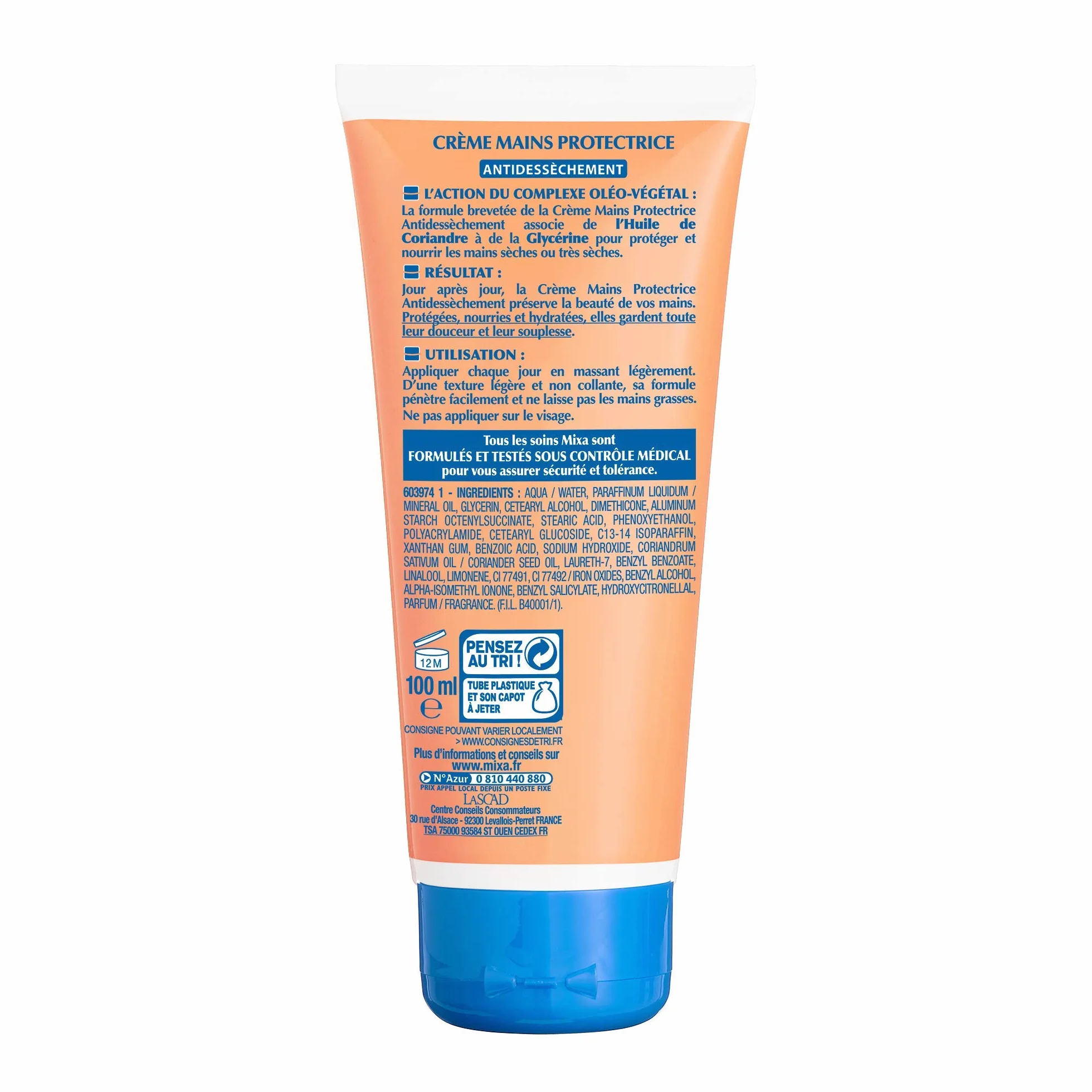 Mixa Intensive Skin Dry - 100% olej roślinny ochronny krem do rąk - ochronny krem do rąk - 100 ml