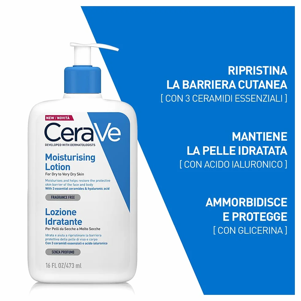 CeraVe Nawilżający Balsam do Ciała i Twarzy 473 ml + Środek do Mycia Twarzy 20 ml Zestaw