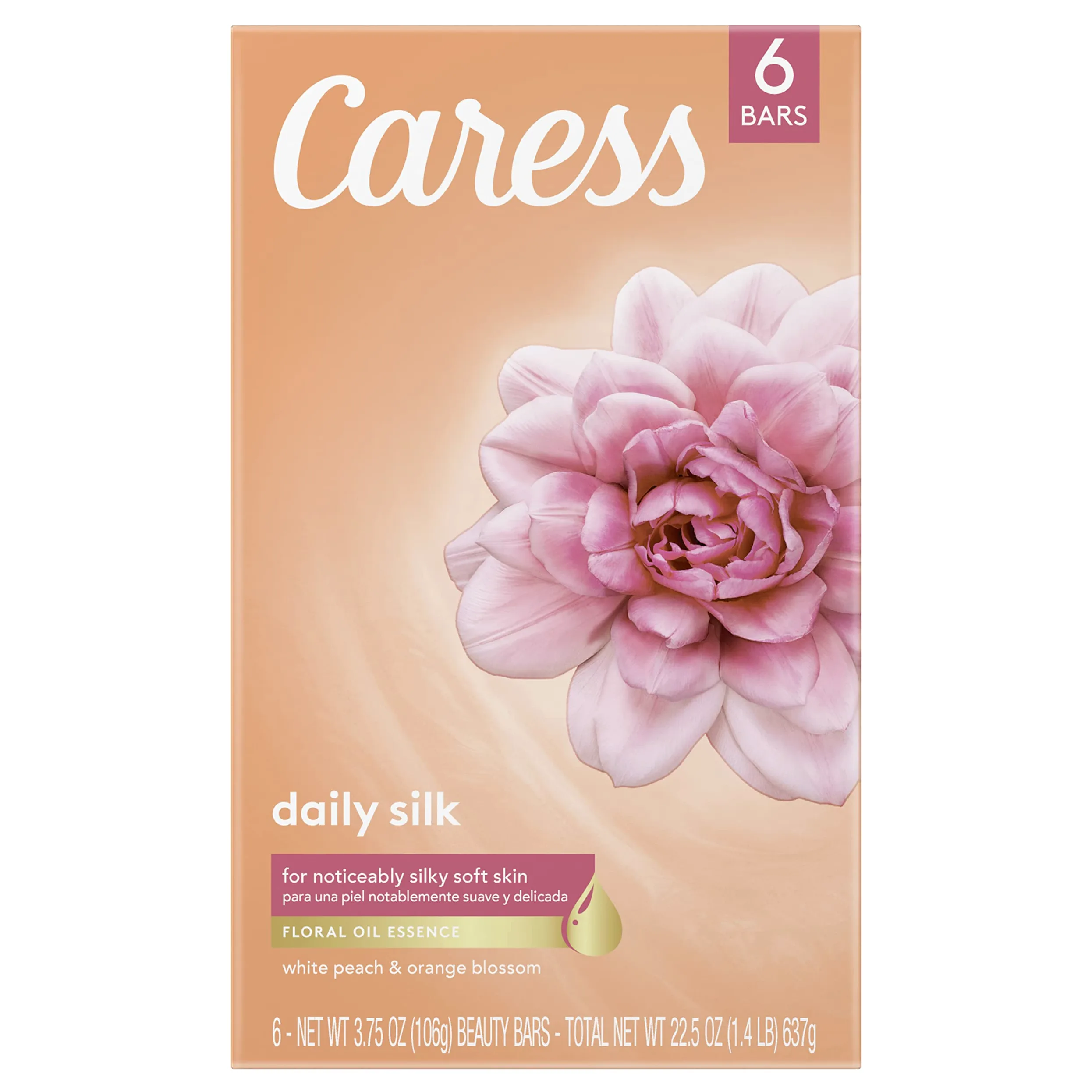 Caress Beauty Bar, codzienny jedwab 113 g, 6 batonów