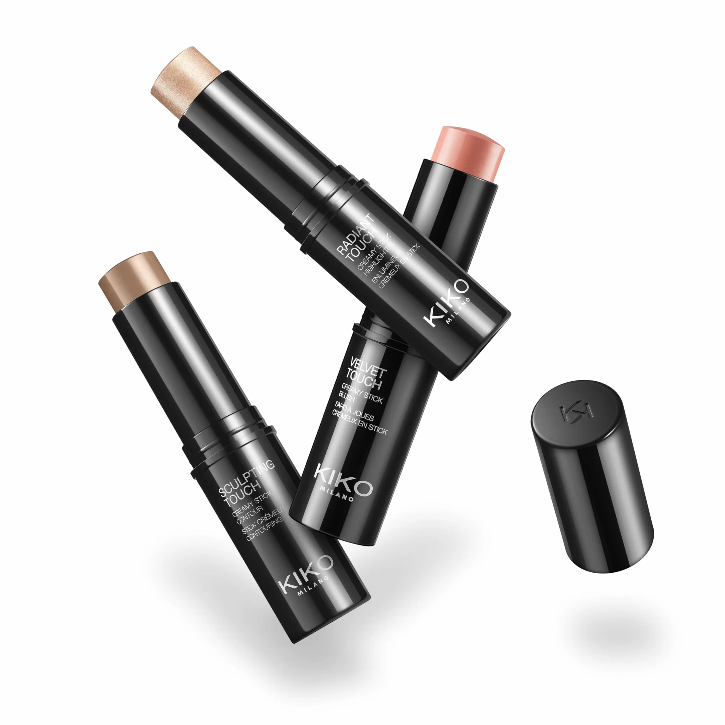 KIKO Milano Contouring Face Set 01, Zestaw Do Makijażu Twarzy Z 3 Sztyftami: Różem, Rozświetlaczem I Sztyftem Do Konturowania