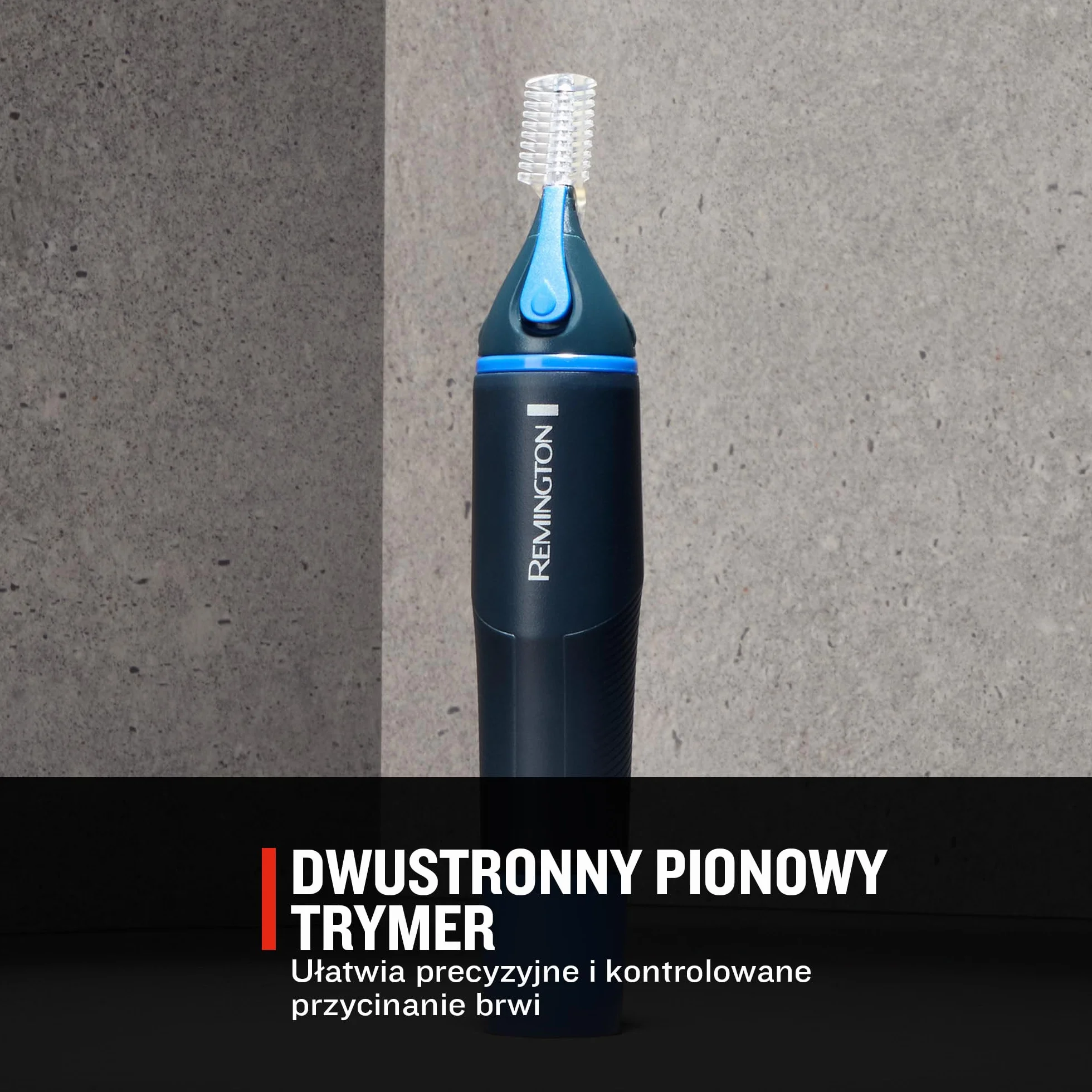 Remington trymer do nosa i uszu, powłoka antybakteryjna z nanosrebrem, dwustronny trymer, obrotowa głowica, zaokrąglone ostrza, nakładki grzebieniowe, szary, Hygiene Clipper NanoSeries NE3850