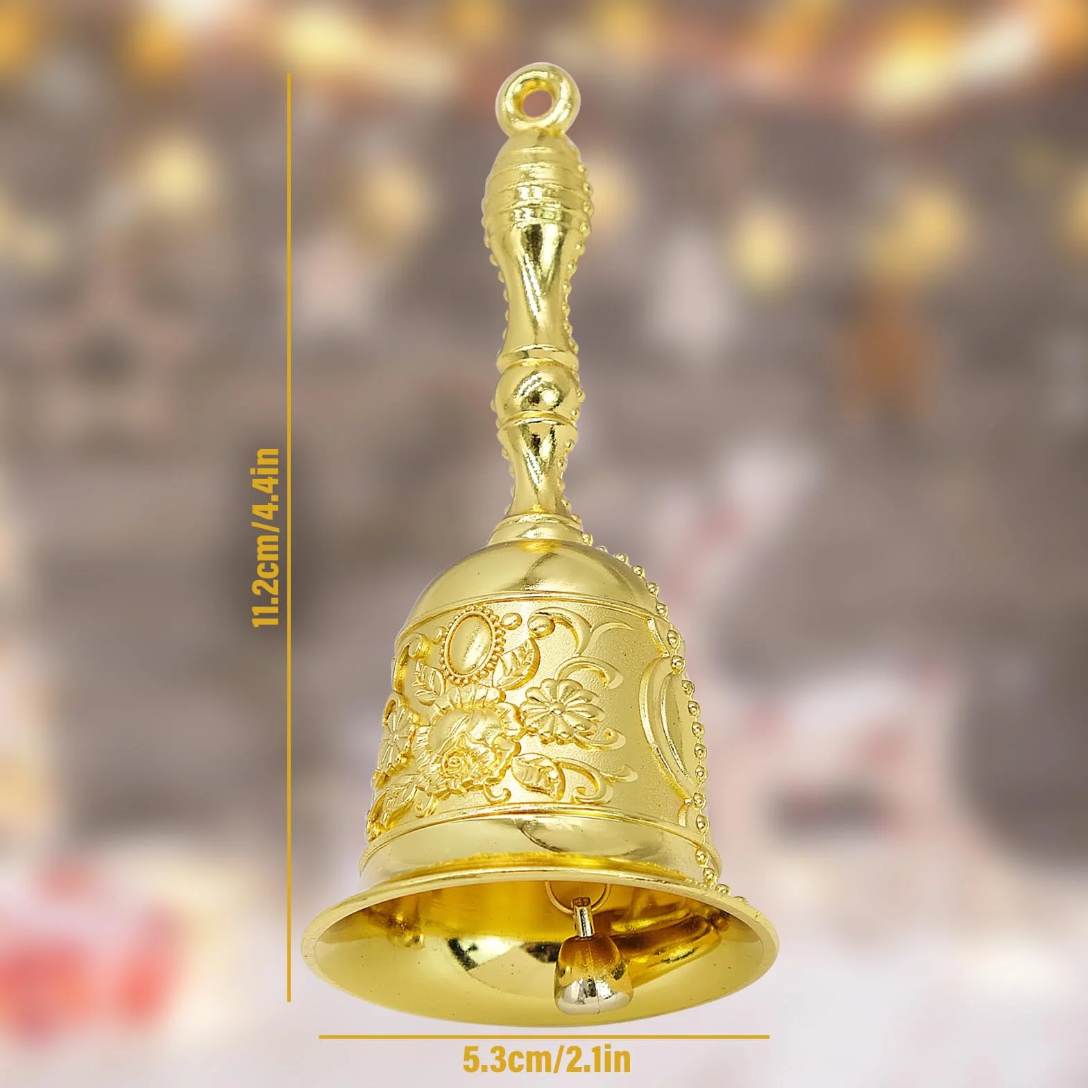 Gold Pure: Mały Dzwonek Metalowy Stołowy Świąteczny Dla Restauracji i Hotelu