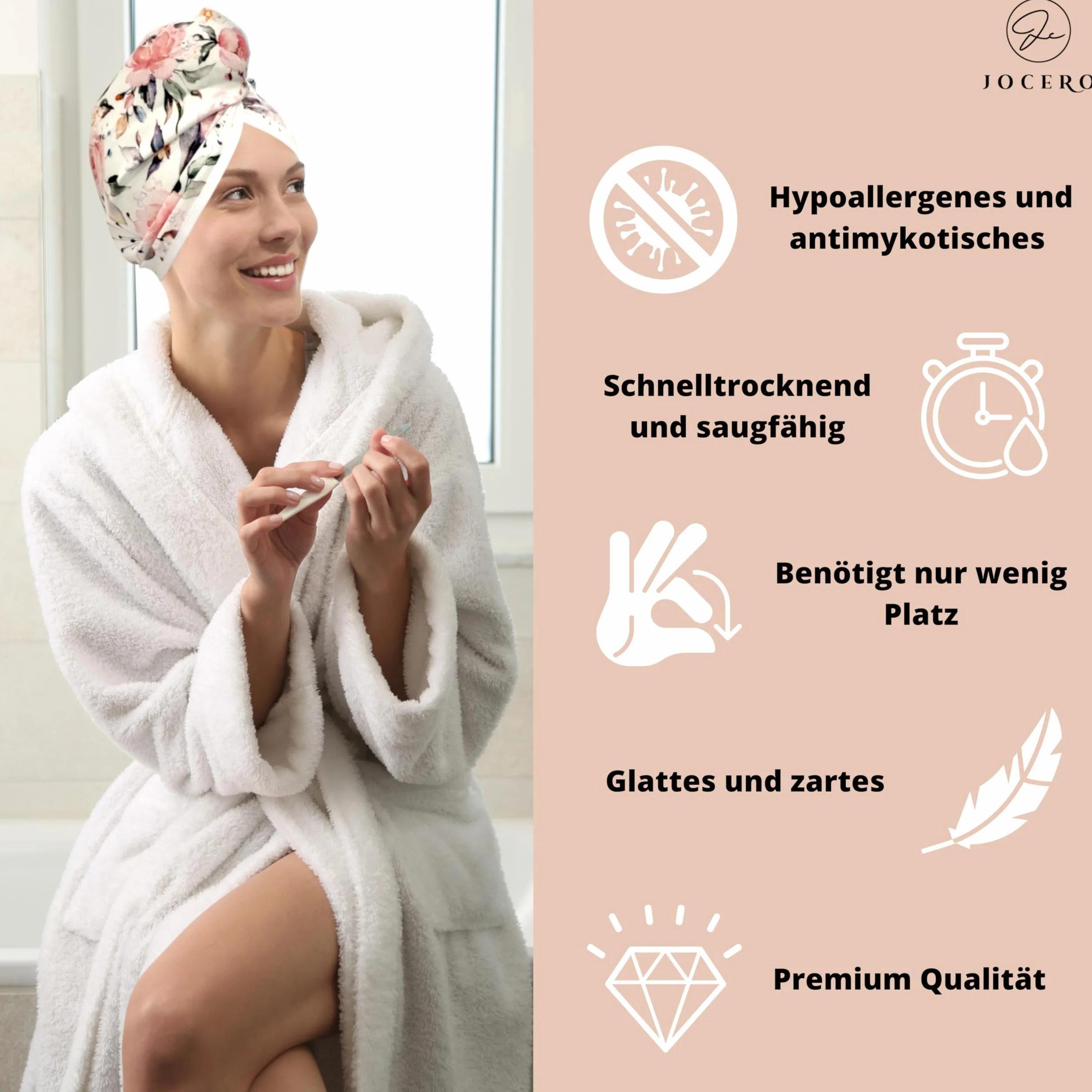 bambusowy turban do włosów z guzikiem - turban do każdego rodzaju włosów - szybkoschnący ręcznik do włosów - ręcznie robiony ręcznik do włosów z gumką