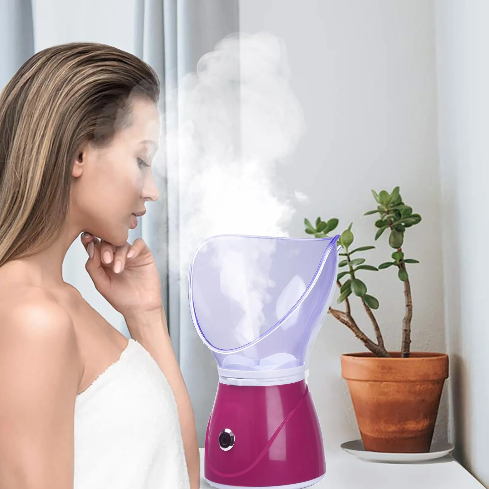 Parownik do twarzy sauna spa spray do pielęgnacji otwiera pory nawilża (różowy)