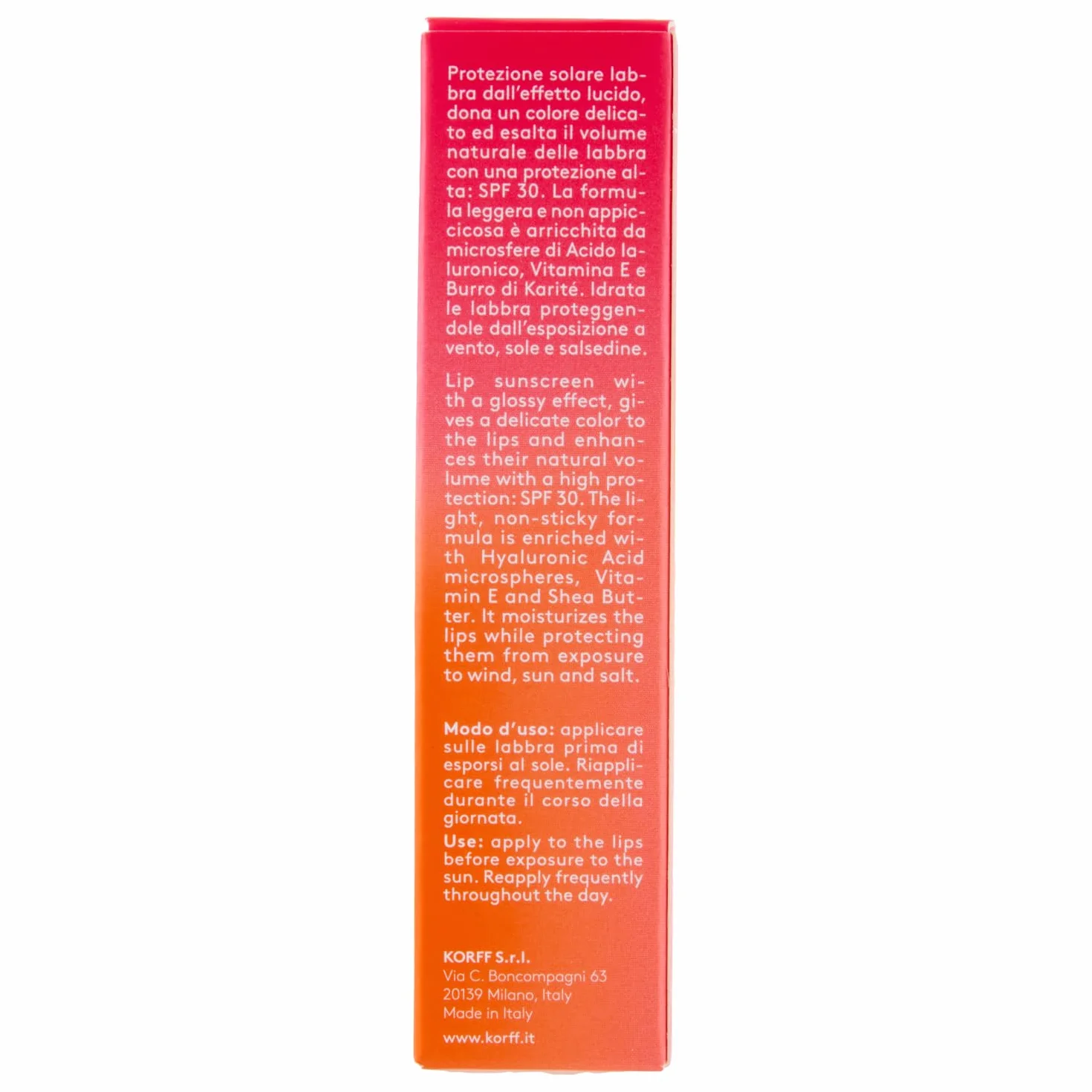Korff Sun Secret Smile Lip Color SPF30, 02 Raspberry Pink, 15 ml