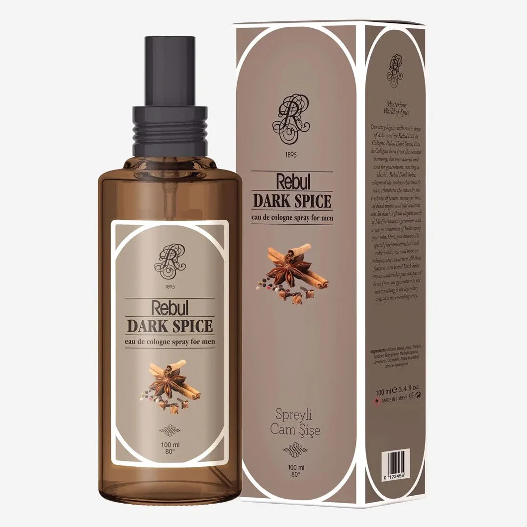 Rebul Dark Spice Eau de Cologne woda kolońska dla mężczyzn, szklana butelka 100 ml, woda kolońska, woda do golenia dla mężczyzn i kobiet