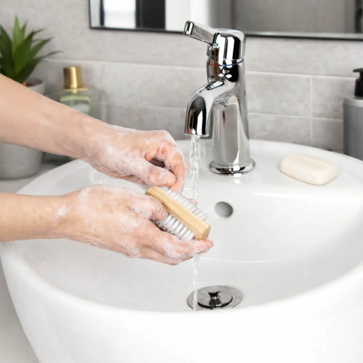 COM-FOUR® 3x szczoteczka do rak - drewniana szczoteczka do paznokci - dwustronna szczoteczka do mycia rak - szczoteczka do czyszczenia dloni i paznokci