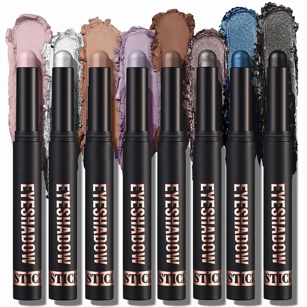 Cienie do powiek w sztyfcie, 8 * 2g Zestaw ołówków do cieni do powiek z brokatem i matowym, Eye Shadow Stick w kremie, łatwy w użyciu, tworzy kredki do oczu i długotrwały makijaż oczu (zestaw C)