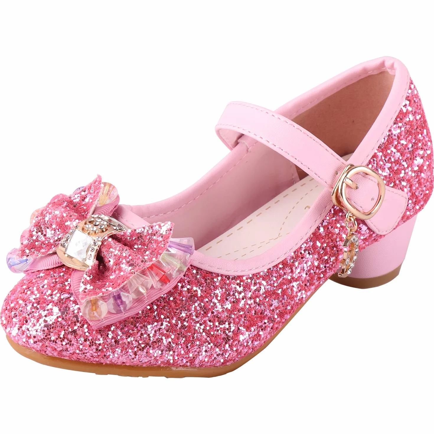 Buty księżniczki, dla dziewcząt, błyszczące buty na obcasie, baleriny na imprezę, karnawał, wesele, Halloween