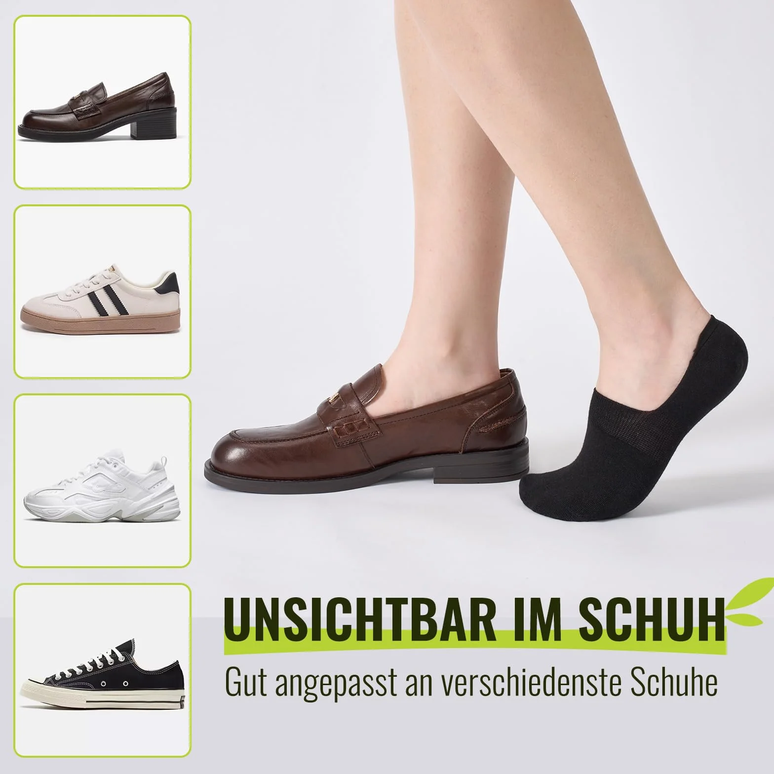 SukModen Bambusowe stopki niewidoczne unisex 8 par, antypoślizgowe skarpetki no show z silikonem, oddychające skarpetki z bambusa do sneakersów, mokasynów, półbutów i butów oxford