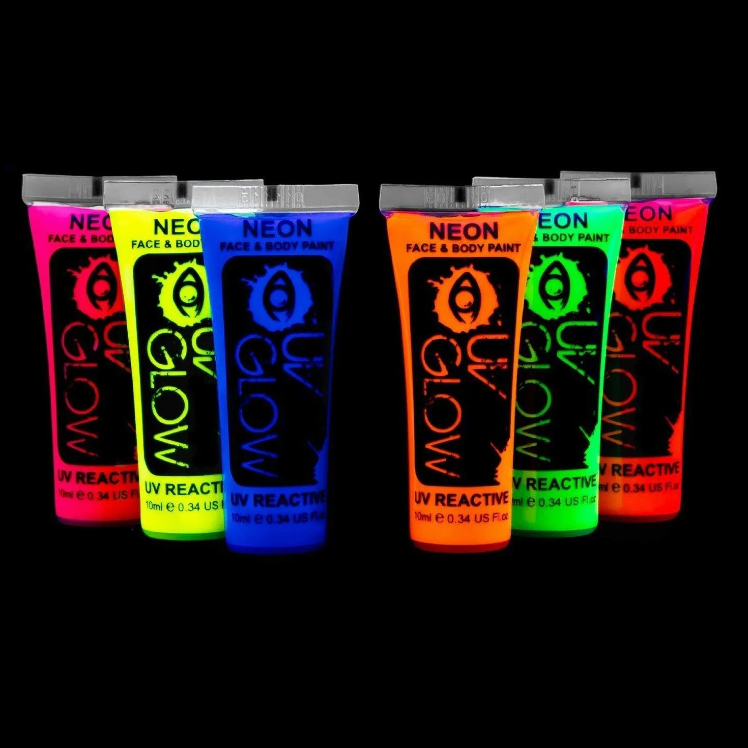 6 x 10 ml farba do malowania ciała UV farba fluorescencyjna do malowania ciała neonowe farby świecące