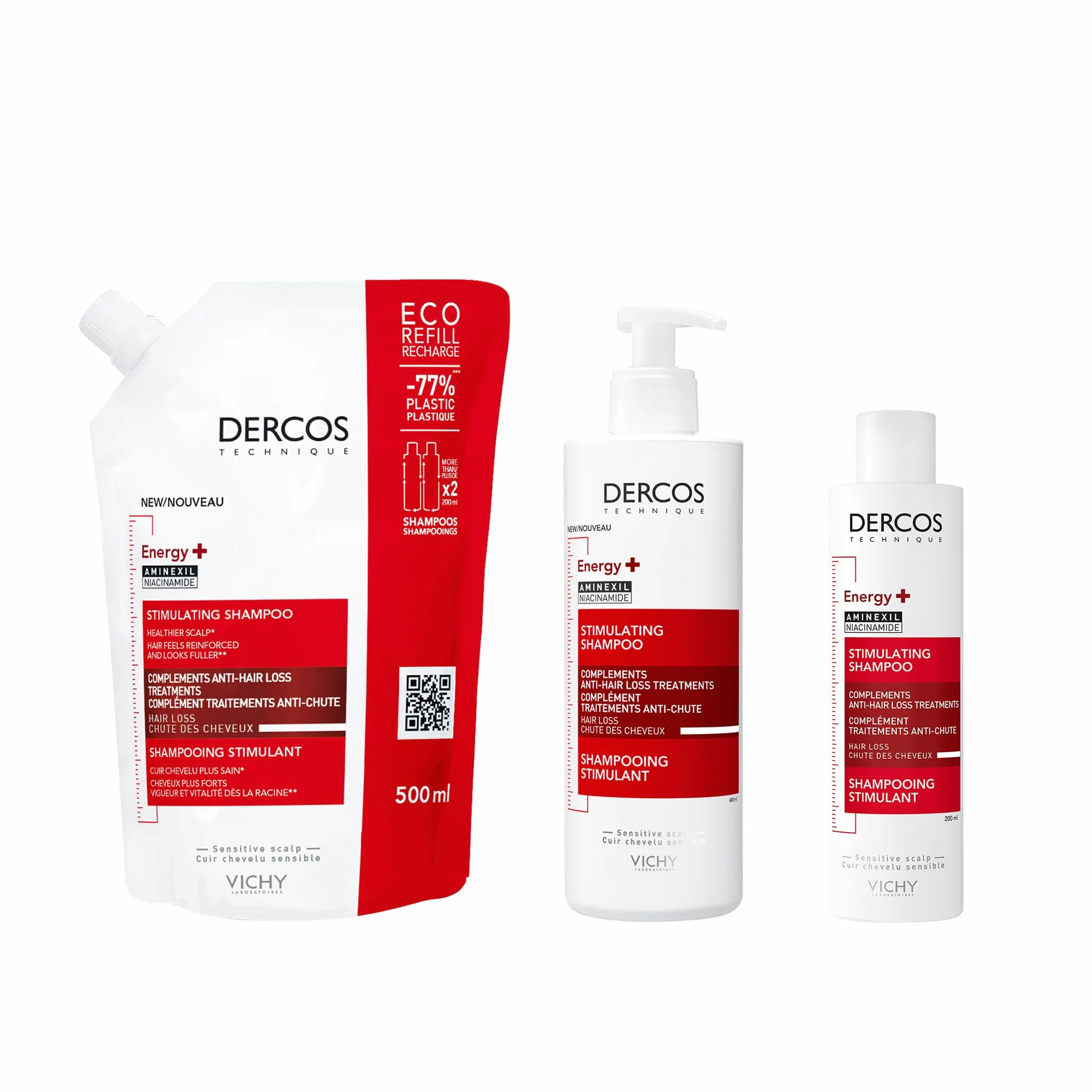 Vichy Energising Szampon 400 ml Biały Czerwony