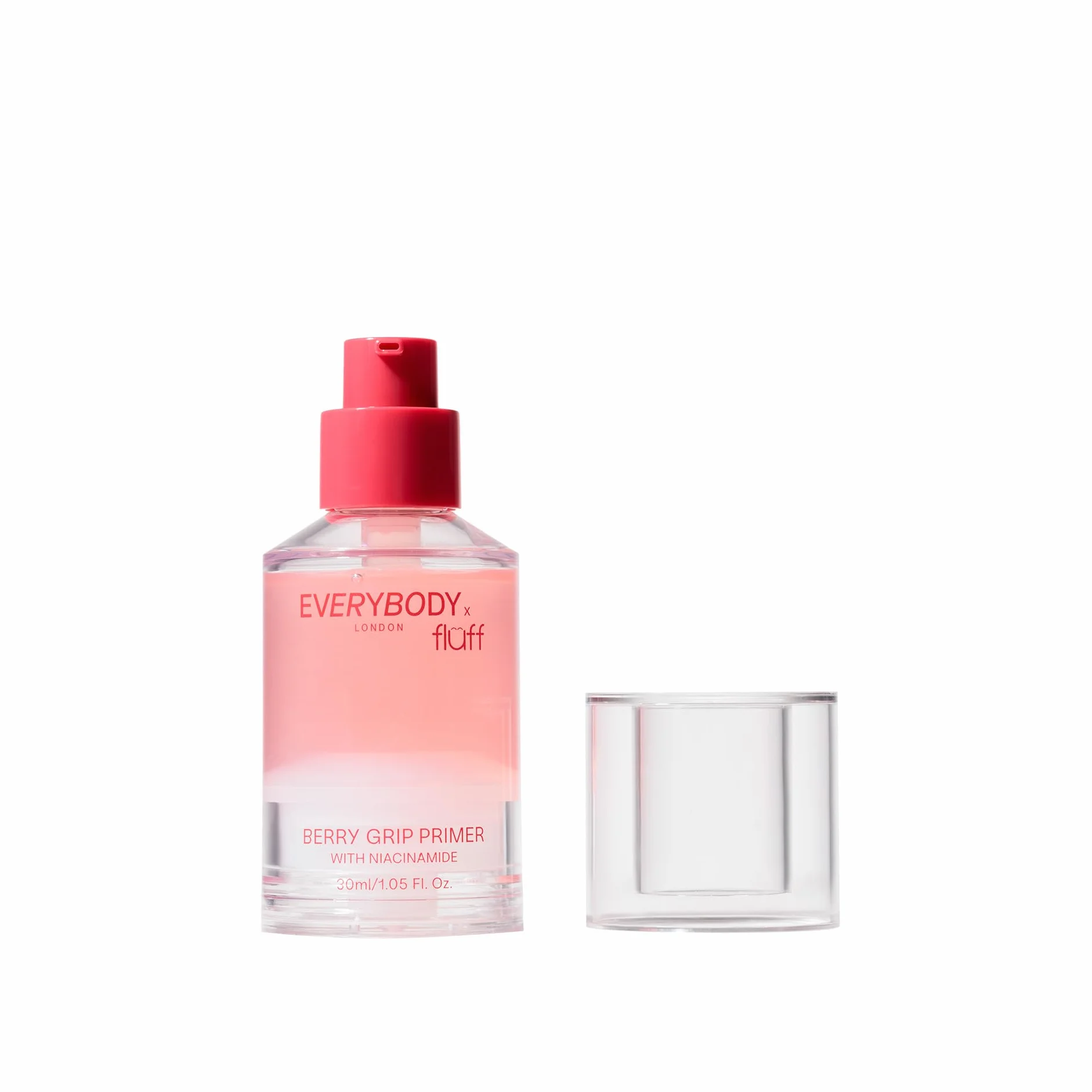 EVERYBODY LONDON x FLUFF Berry Grip Primer, Wygładzająca baza pod makijaż z niacynamidem, Nawilżający Primer, Rozjaśniający cerę, Lekka Konsystencja, Promienny Wygląd, Żelowa Formuła