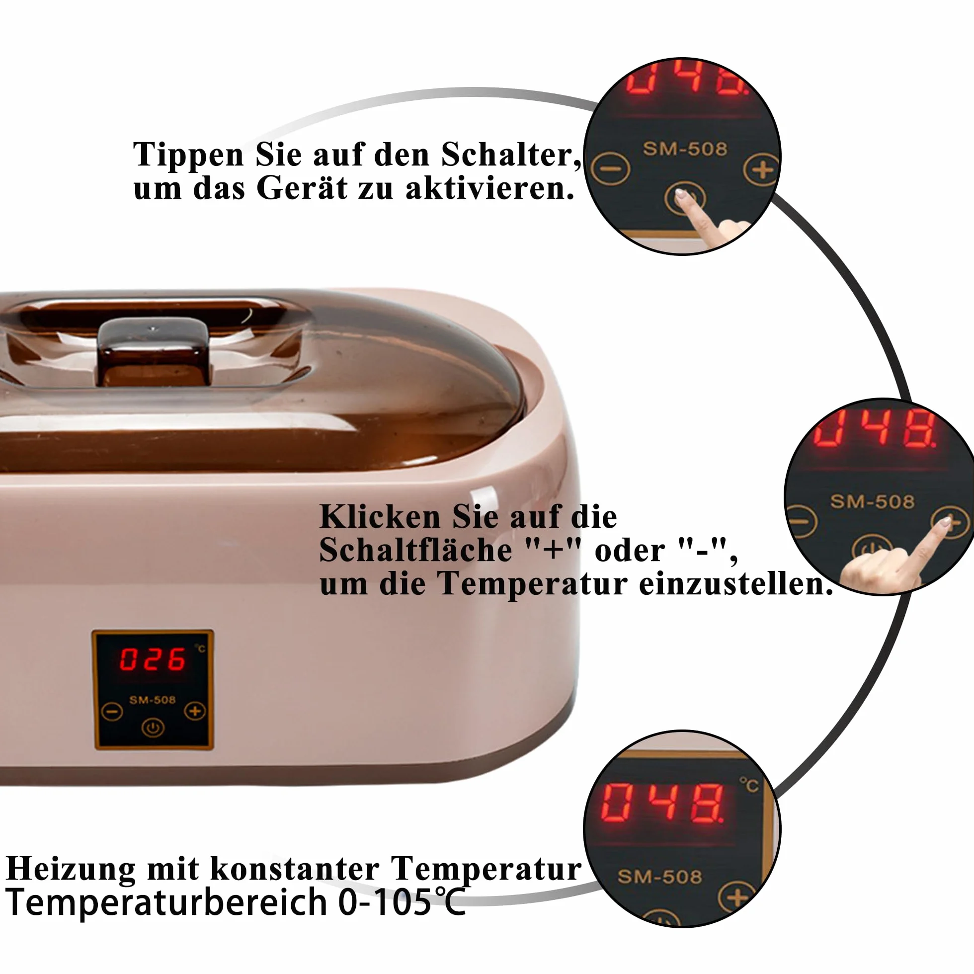 Kąpiel parafinowa – wielofunkcyjny wosk parafinowy do rąk i stóp, w zestawie wosk parafinowy do kąpieli parafinowych z technologią LED Hand Enhancement