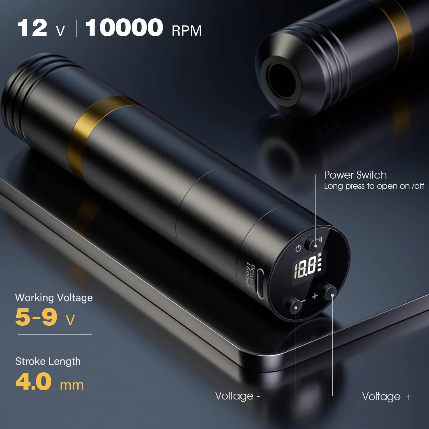 Biomaser Zestaw bezprzewodowych urządzeń Bezprzewodowa maszyna z obrotowym piórem 2 sztuki akumulator 1500 mAh z 20 elementami igieł 10 butelek z tuszem Kompletne akcesoria dla początkujących i