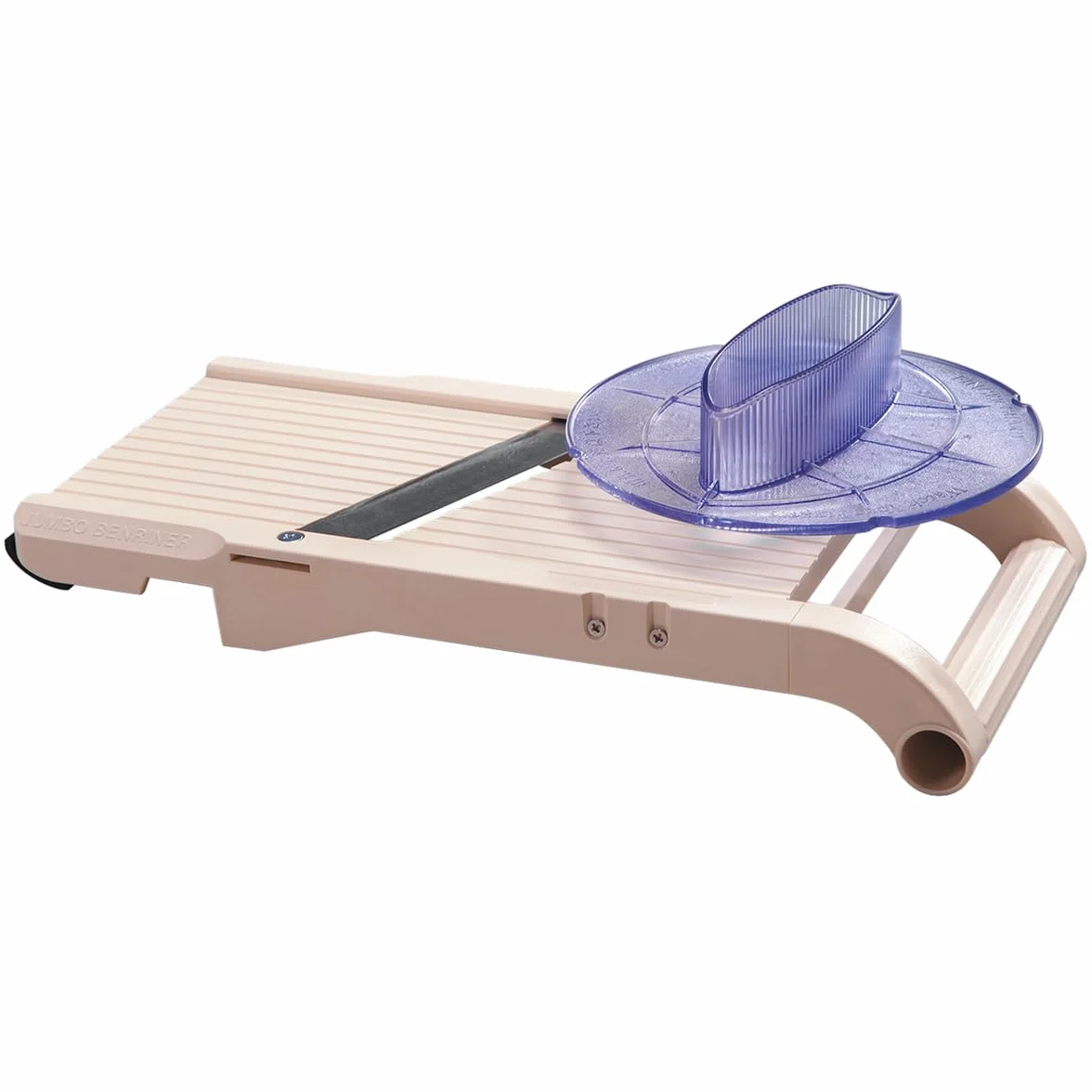 Benriner - Japońska Mandolina Premium 120 mm + popychacz bezpieczeństwa - ABS + stal nierdzewna - plasterek owoców i warzyw oraz frytki i Julienne - 3 wymienne ostrza
