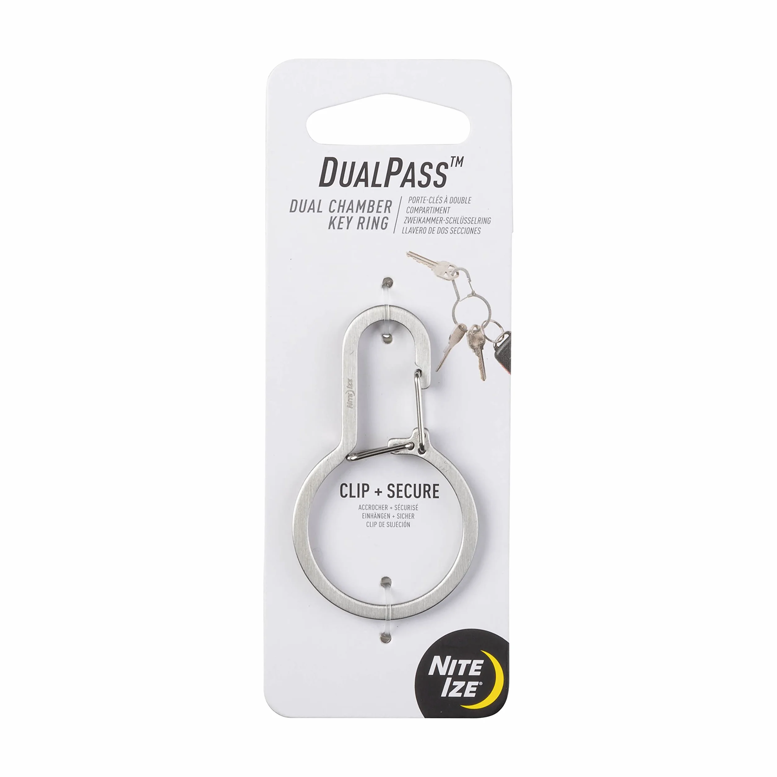 Nite Ize Dwukomorowy brelok do kluczy DualPass, Split Ring Brelok Alternatywa dla kluczyków samochodowych do domu