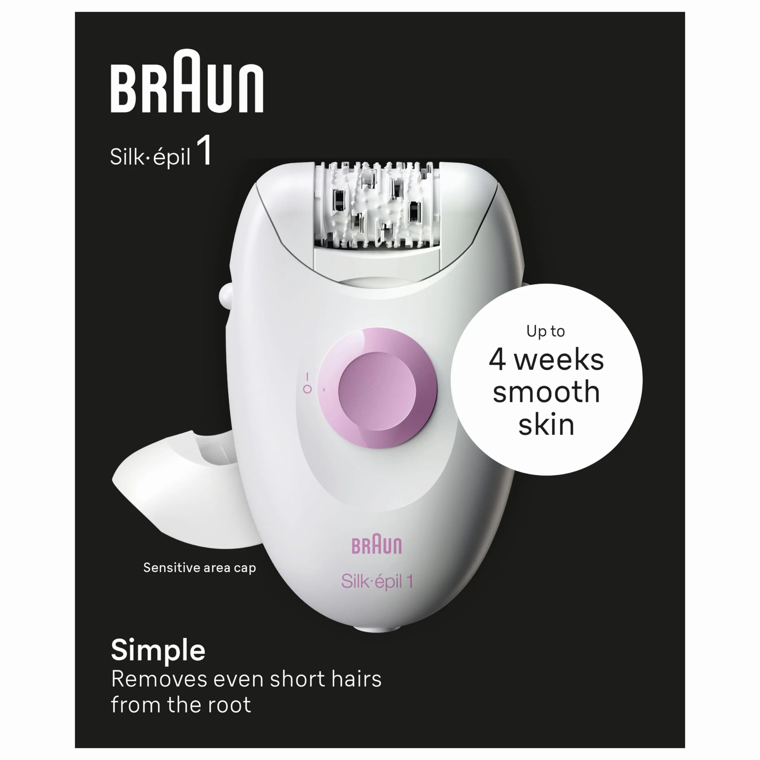 Braun Silk•Epil 1 1-010, Przewodowy Depilator Do Usuwania Włosów, Tygodnie Miękkiej Skóry, Biały/Różowy
