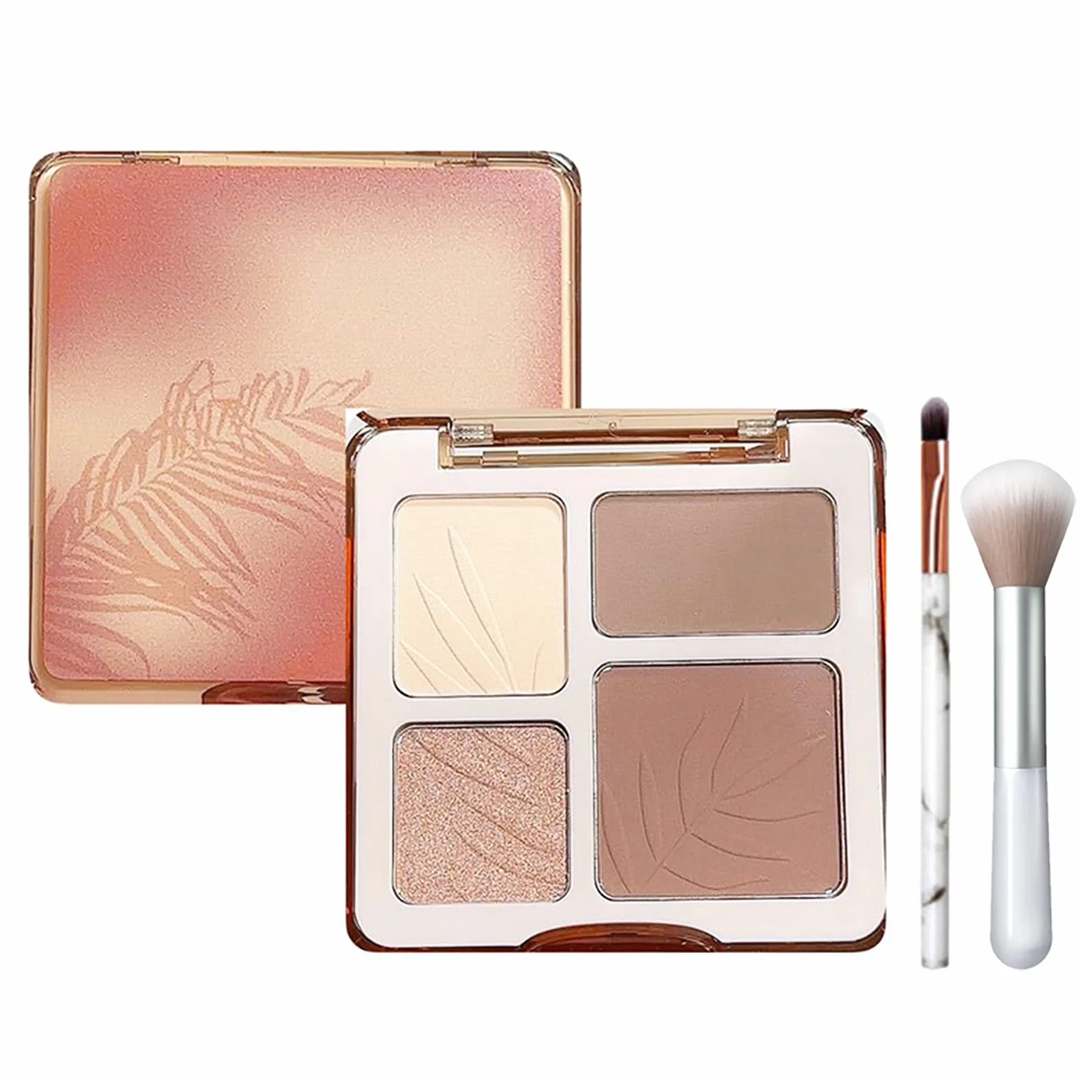 Paleta rozświetlaczy i konturowania 4 kolory matowy bronzer wodoodporna z 2 pędzlami