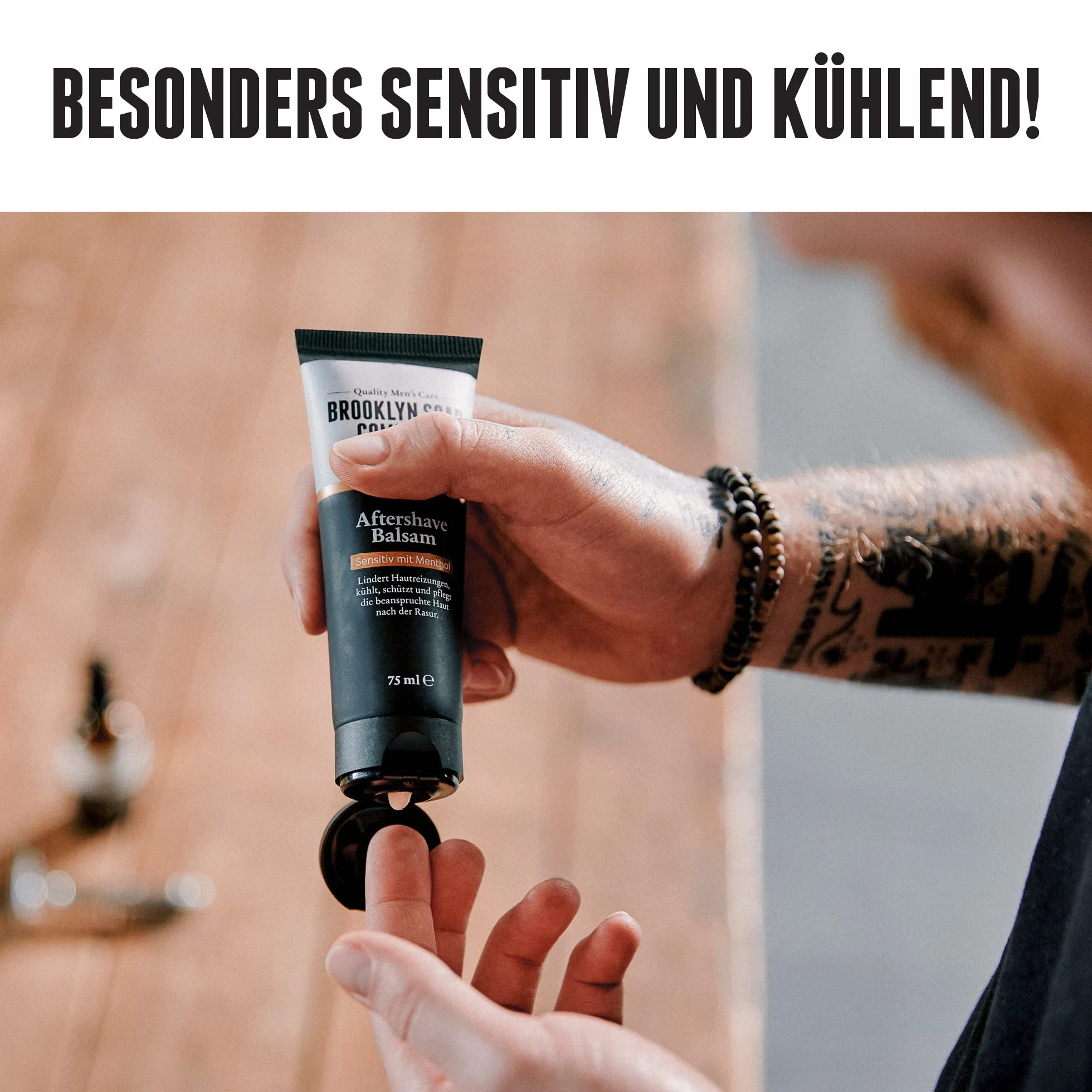 Brooklyn Soap Company Balsam po goleniu 75 ml Naturalna pielęgnacja dla mężczyzn Łagodzi podrażnienia skóry antybakteryjnie