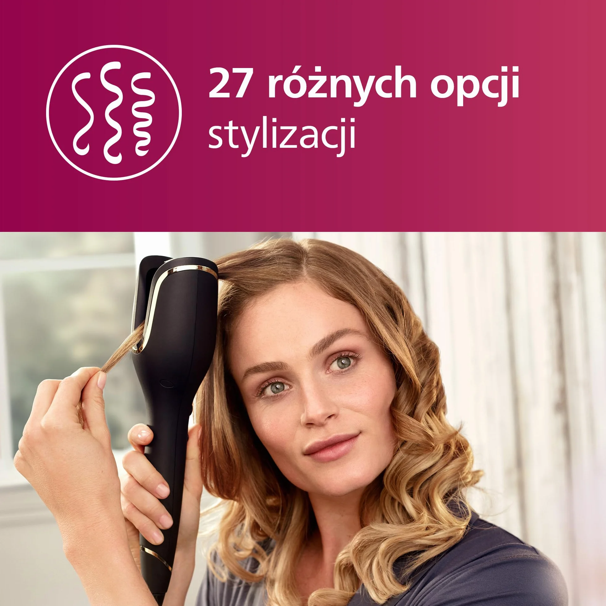 Philips Lokówka Auto Curler z serii 8000 BHB876/00, 27 opcji stylizacji, czarna