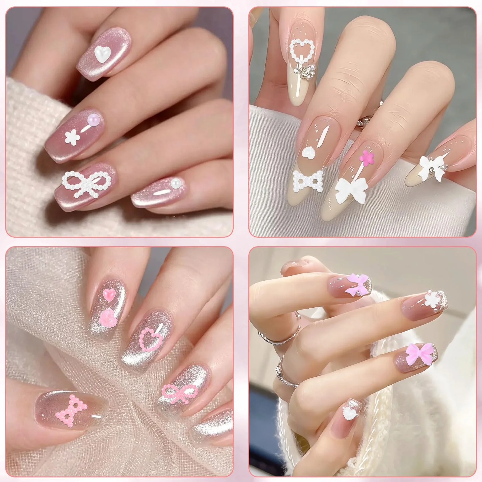 Zestaw 15 zawieszek do paznokci – kreatywna ozdoba do paznokci charmsów – różnorodna dekoracja z kamieniami do paznokci i kamieniami do paznokci – idealna do manicure DIY i profesjonalnego
