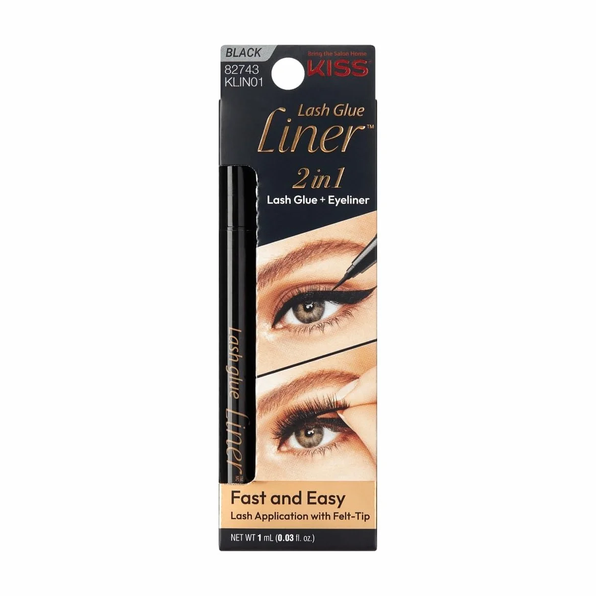 Kiss Klej do rzęs Eyeliner, czarny, 0.7ml