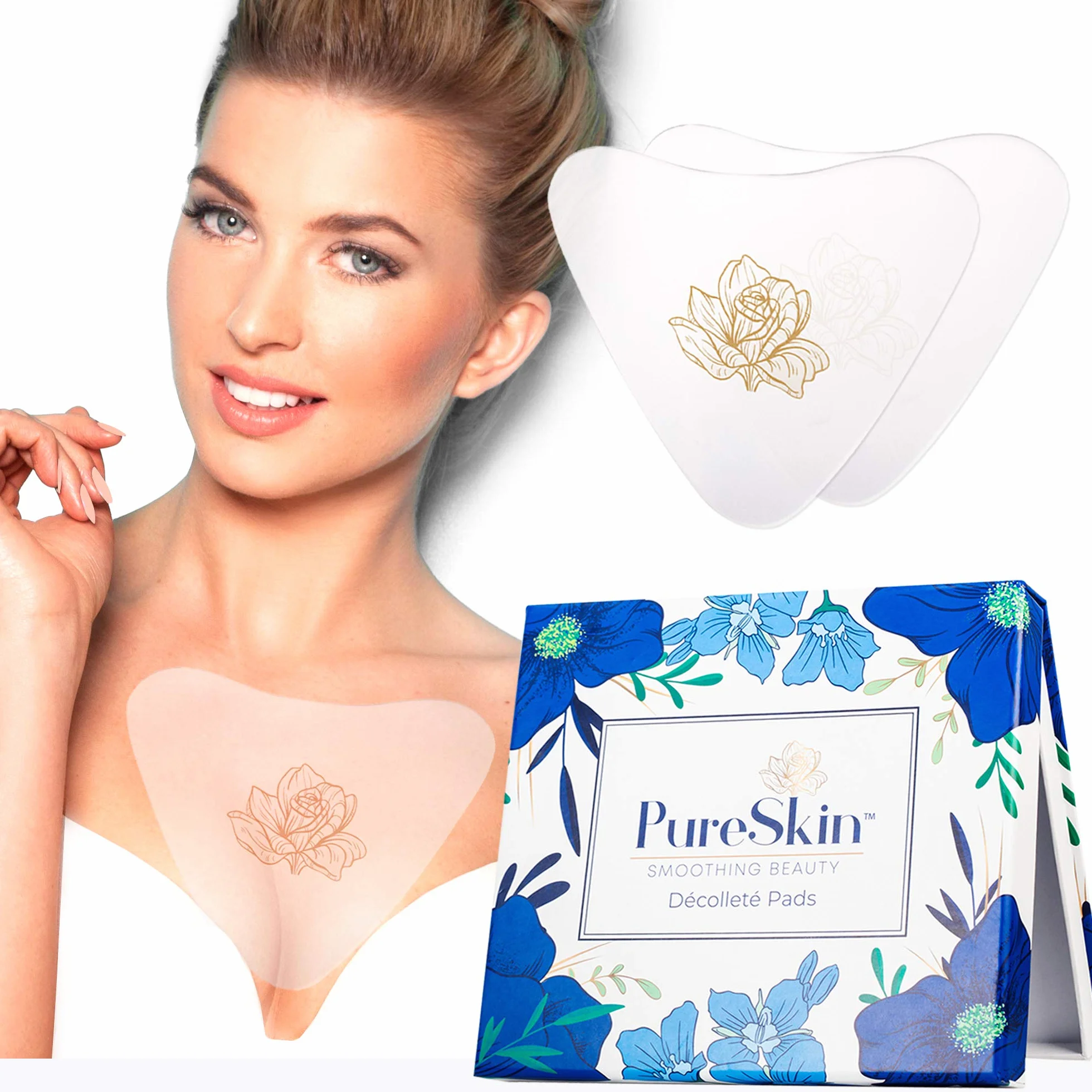 PureSkin Silikonowe Podkładki Przeciwzmarszczkowe na Klatkę Piersiową, 4 sztuki