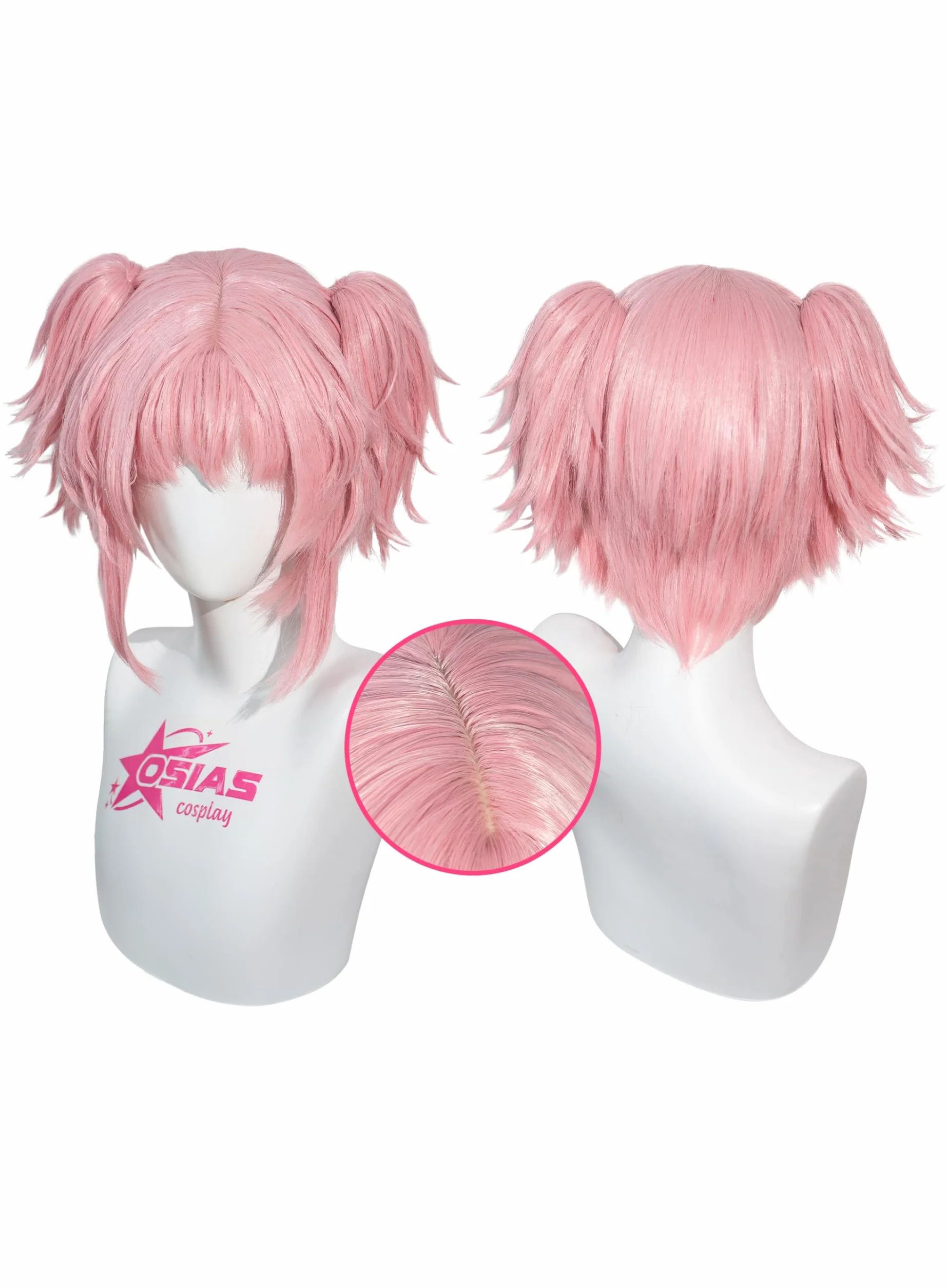 OSIAS Peruka Madoka Magica Różowa Krótkie Syntetyczne Odporna na Ciepło Włosy