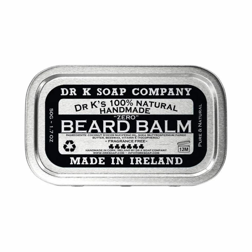 Dr K Soap Company Beard Balm Zero - neutralny zapach - 50 g balsam do brody do pielęgnacji brody - 100% naturalne składniki