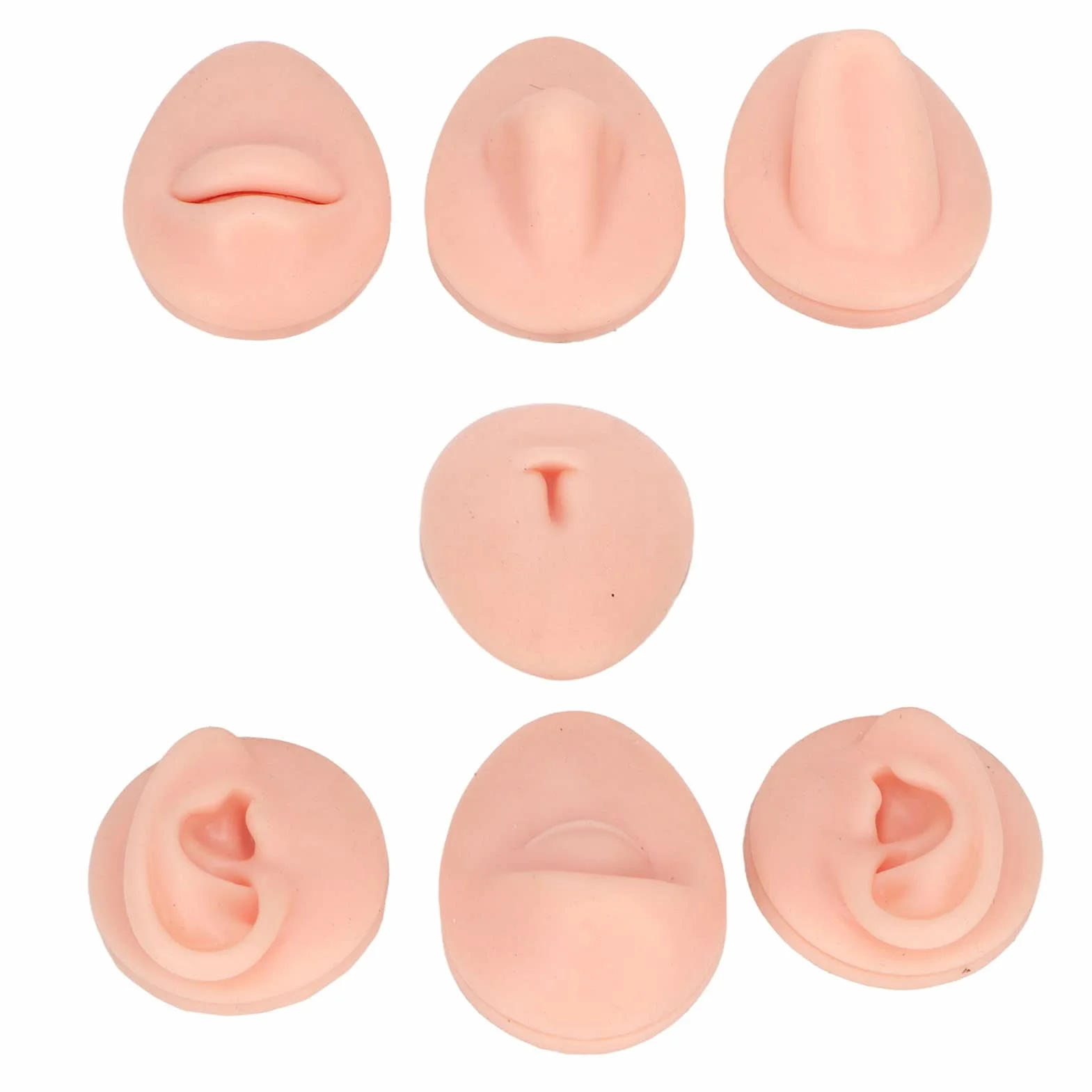 Body Piercing Praktyka Model Symulacja Silikonowe Ucho Oko Nos Usta Język i Pępek Model dla Nowicjusza Piercer (Jasny kolor skóry)