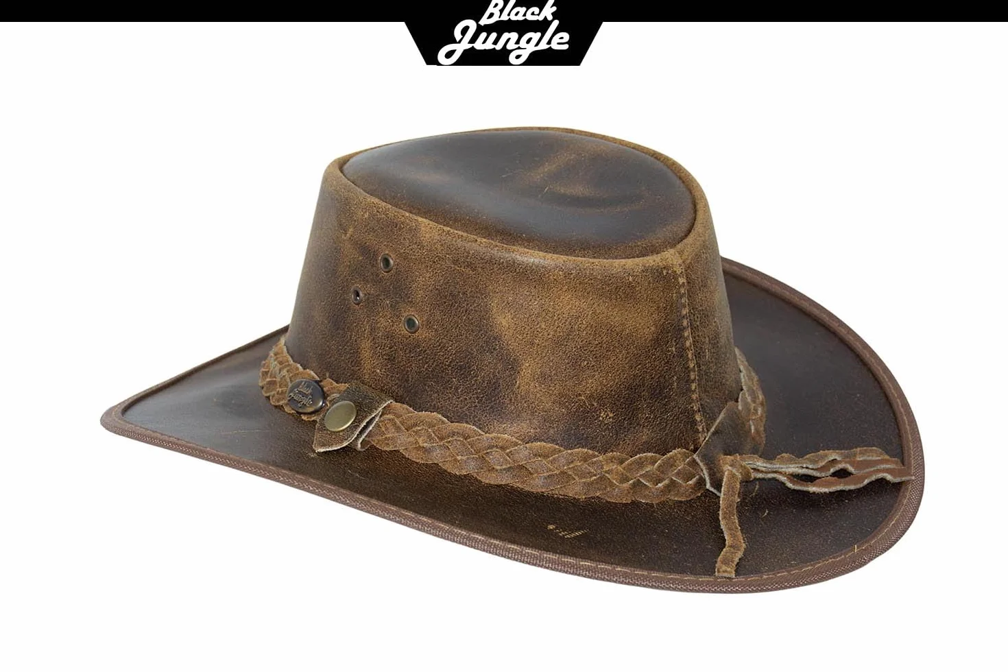 Black Jungle Skórzany kapelusz Bulat, kapelusz westernowy, kapelusz australijski, kapelusz kowbojski, Tan, XXL