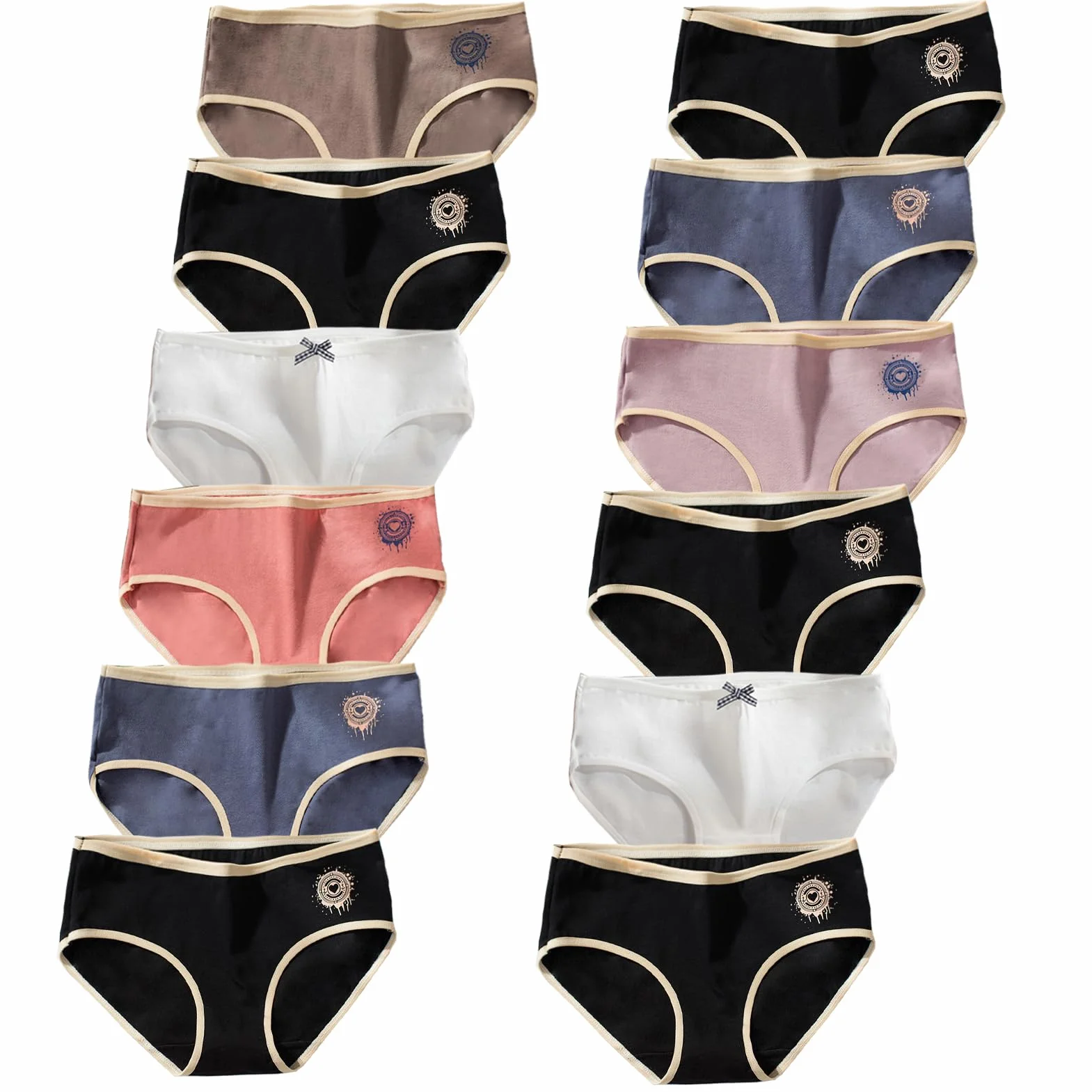JackLoveBriefs Bokserki dziewczęce bawełniane slipy 12 sztuk
