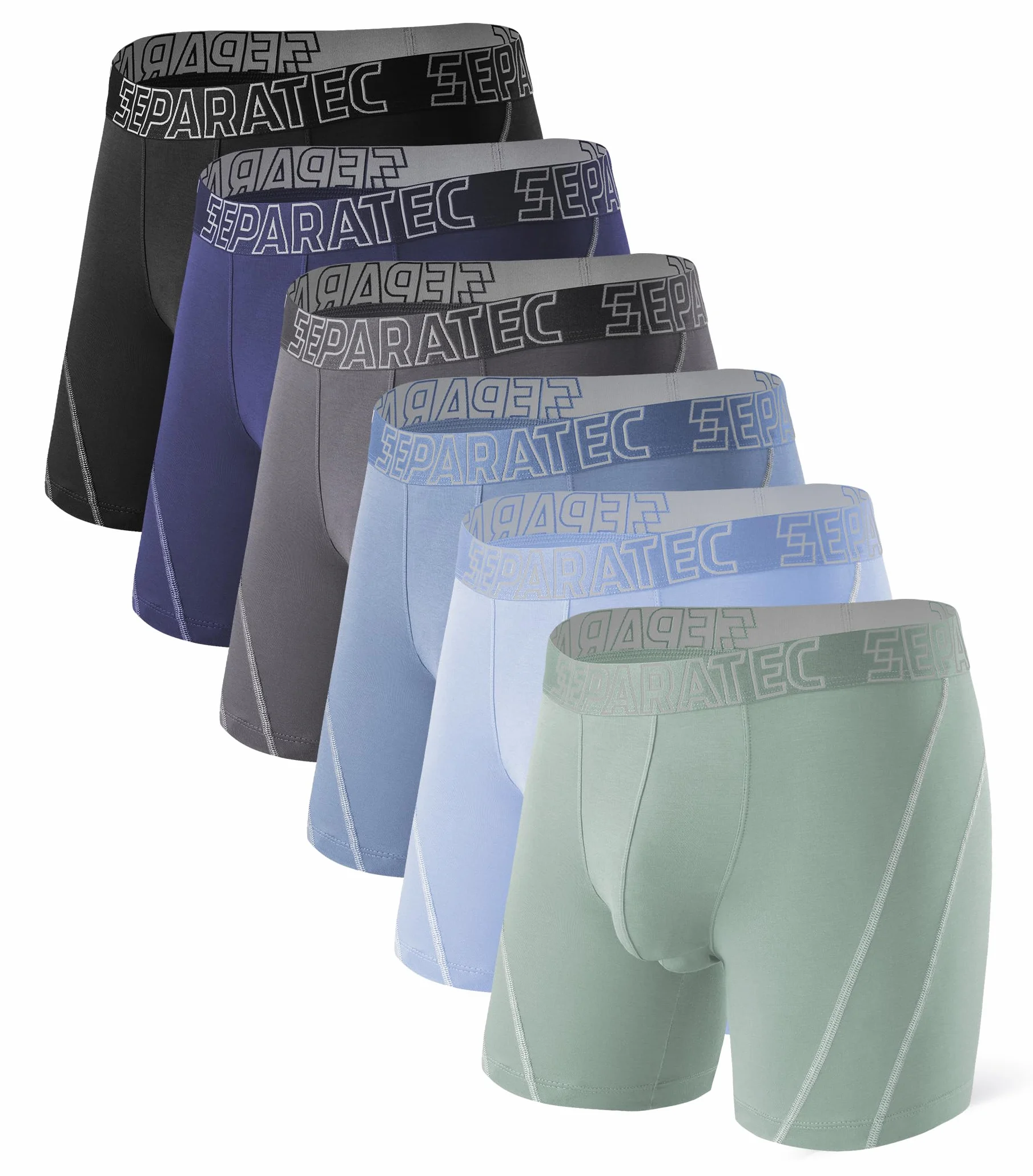 Separatec Bokserki męskie, gładkie, bambus Rayon z oddzielnymi woreczkami, bielizna 3 sztuki, stylowe wielokolorowe trunks