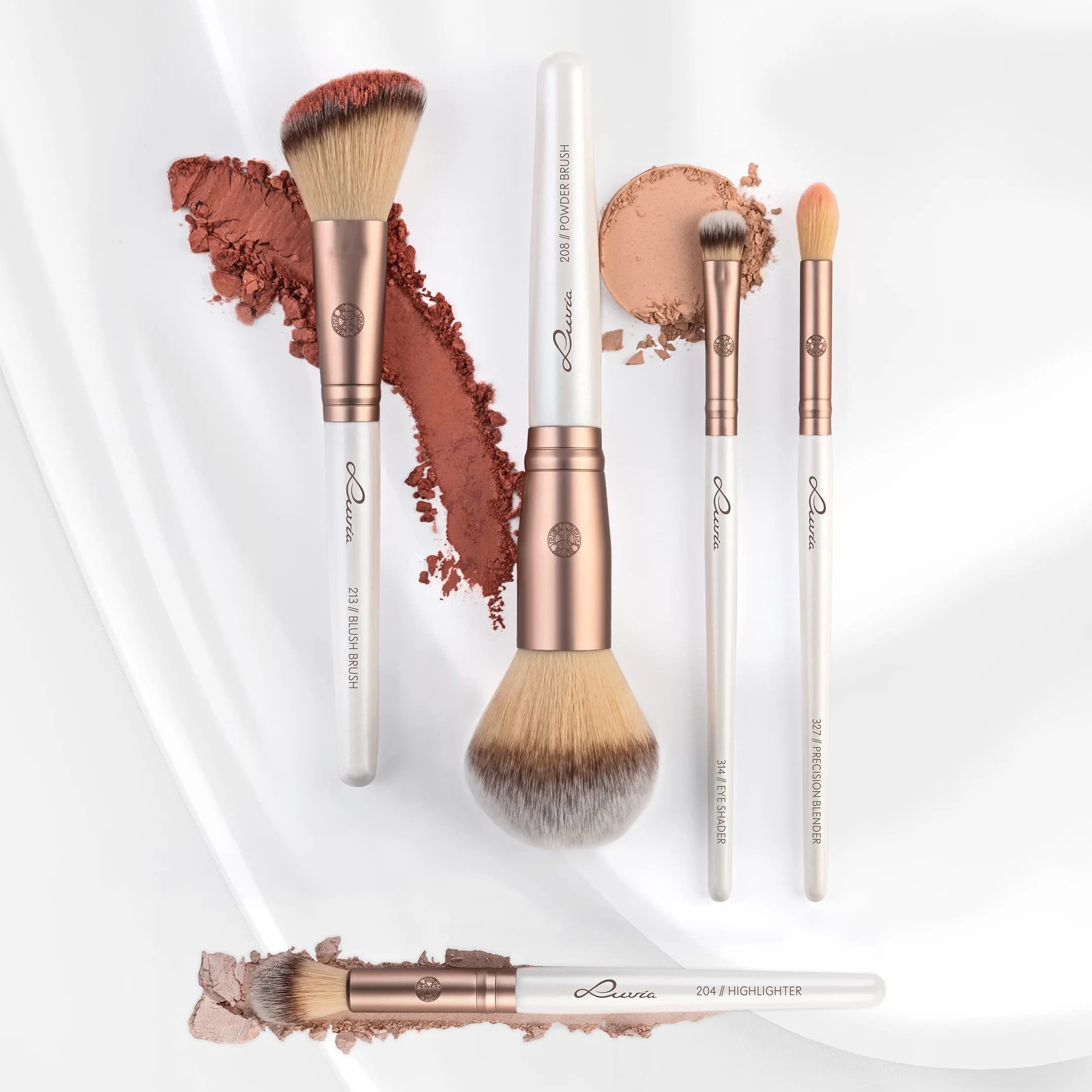 Zestaw pędzli do makijażu Luvia, Daily Essential Set, pędzle do pudru i oczu, 5 wegańskich pędzli kosmetycznych, pędzle do makijażu