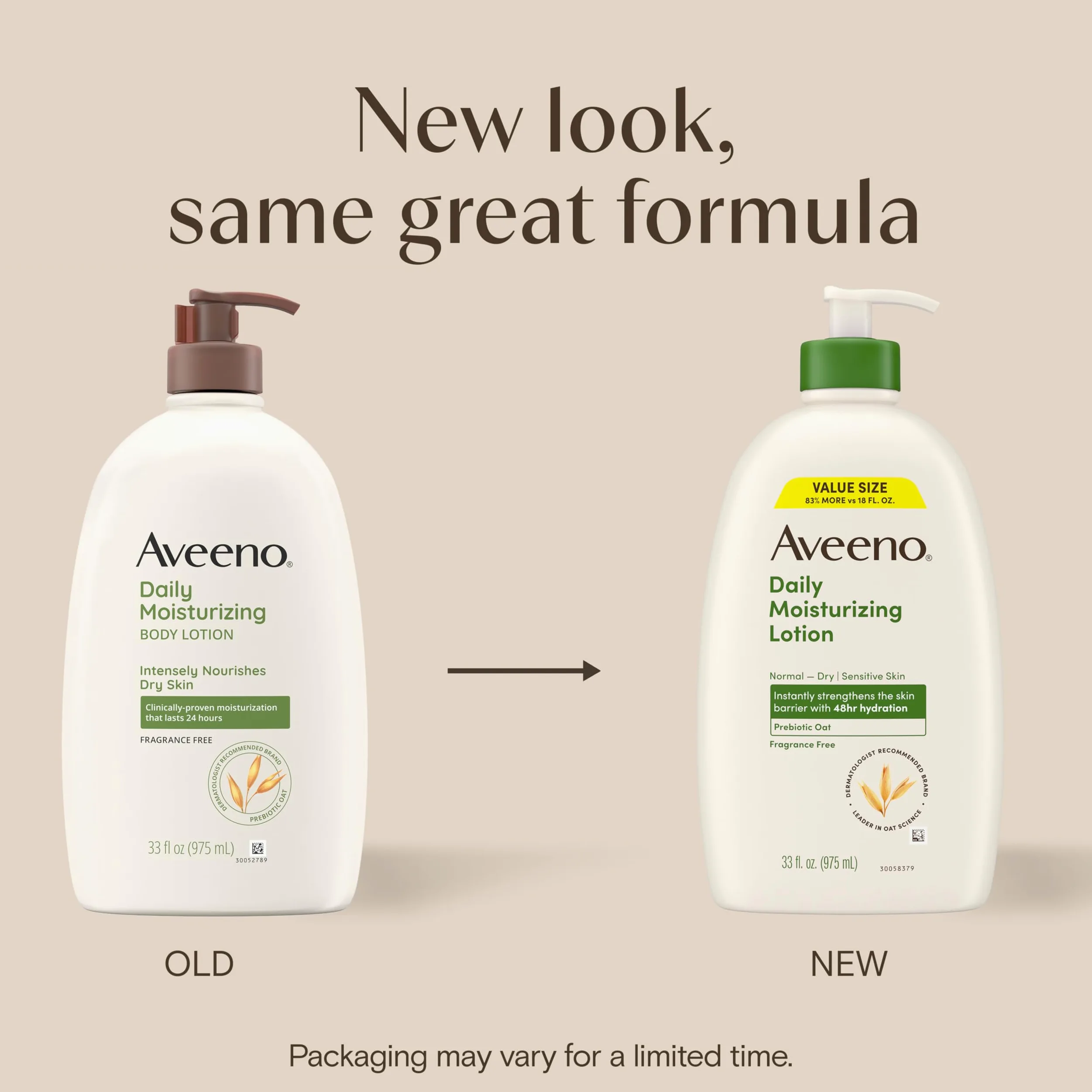 Aveeno Codzienny nawilżający balsam do ciała do skóry suchej z prebiotykiem owsa, bez zapachu i parabenów, nietłusty, nie komedogenny, dla skóry wrażliwej i 72-godzinny krem nawilżający, 18 ml Oz
