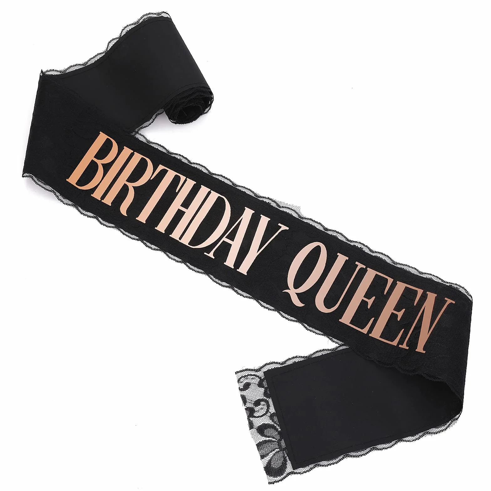 Abeillo Szarfa urodzinowa 'Birthday Queen' - czarna koronkowa szarfa urodzinowa dla kobiet, dekoracje na przyjęcie urodzinowe dla Sweet 16, 18, 21, 25., 30., 40., 50. lub na dowolne przyjęcie