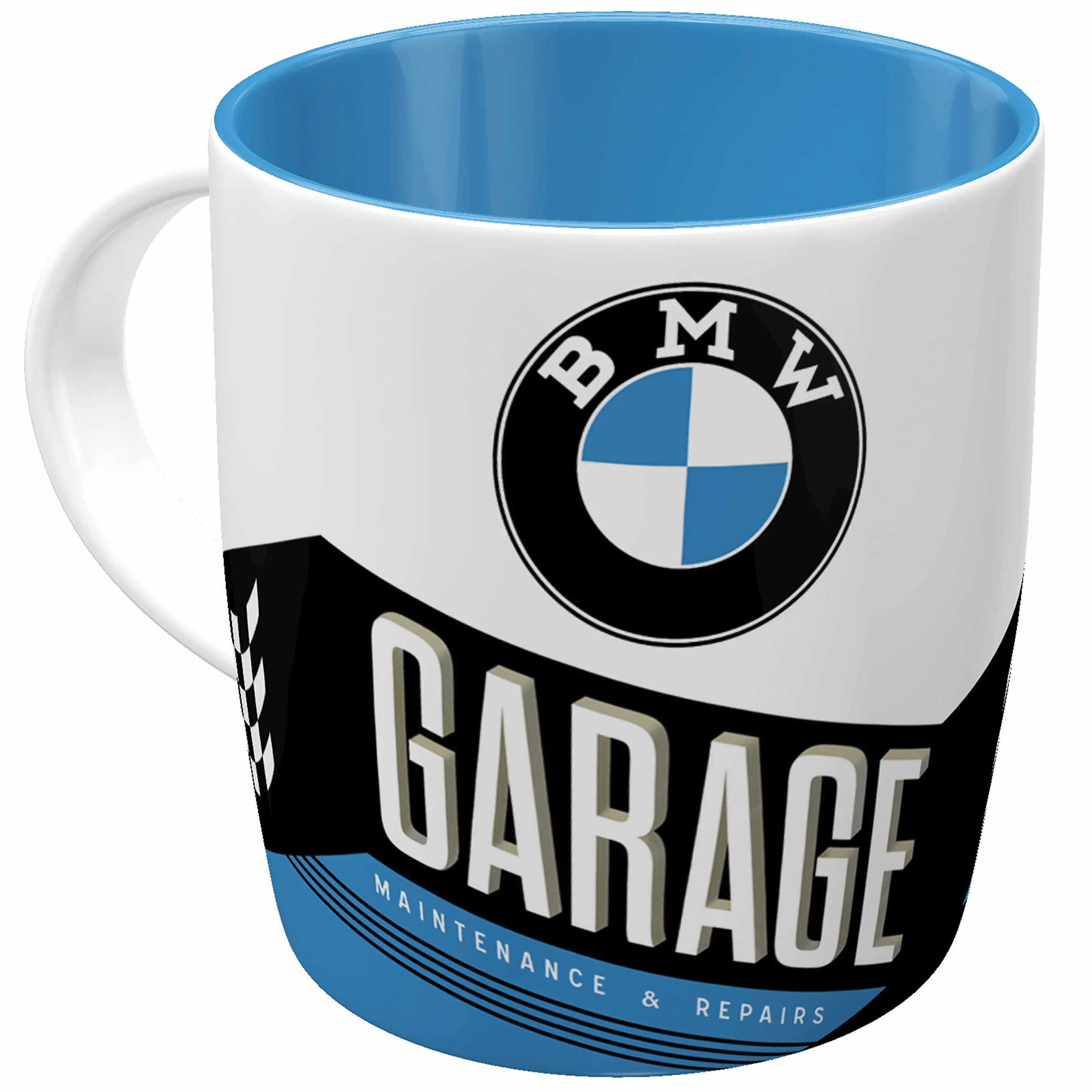 Nostalgic-Art Retro kubek, 330 ml, BMW – Garage – Pomysł na prezent dla miłośników akcesoriów BMW, Official License Product (OLP), kubek ceramiczny na kawę, Styl vintage