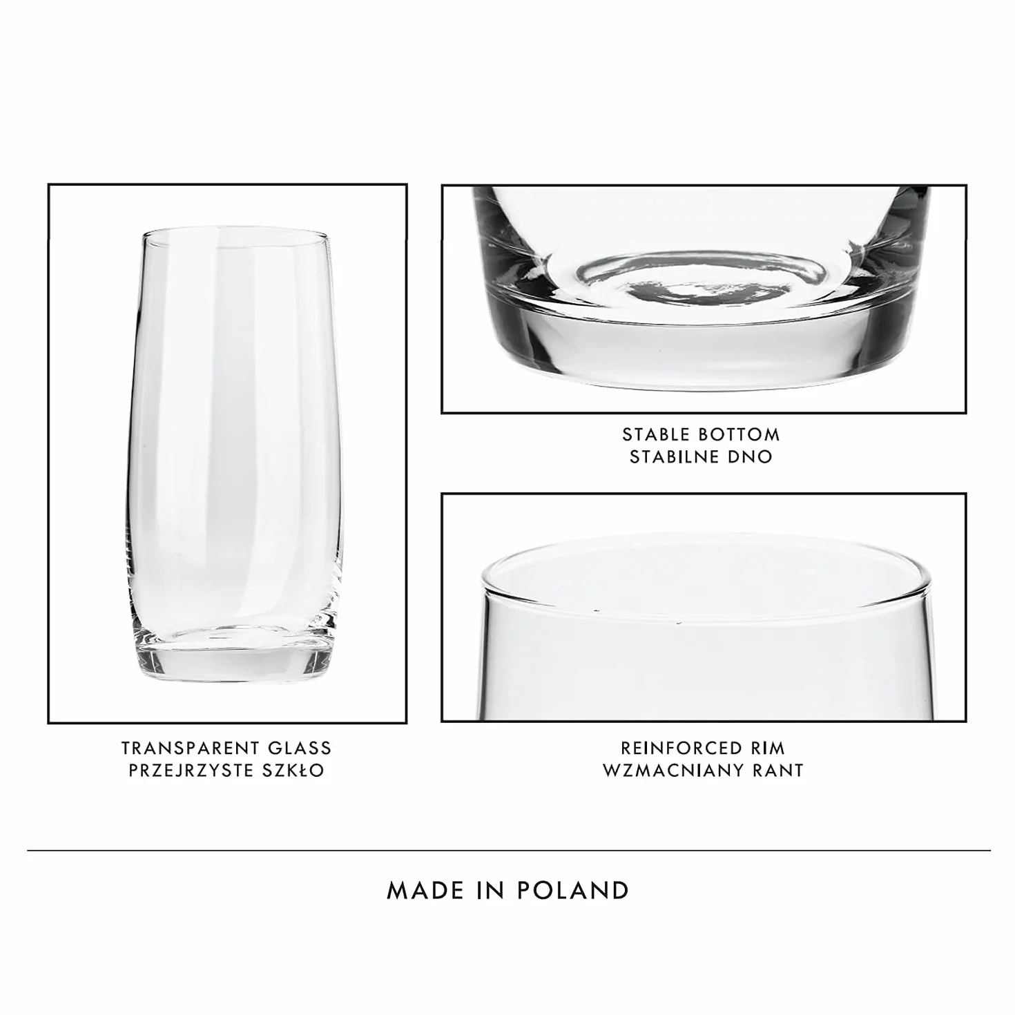 KROSNO Szklanki do Drinków, Wody, Soków i Innych Napojów | Zestaw 6 Szklanek | 410 Ml | Kolekcja Blended | Idealne do Domu, Restauracji i na Przyjęcia | Można Myć w Zmywarce