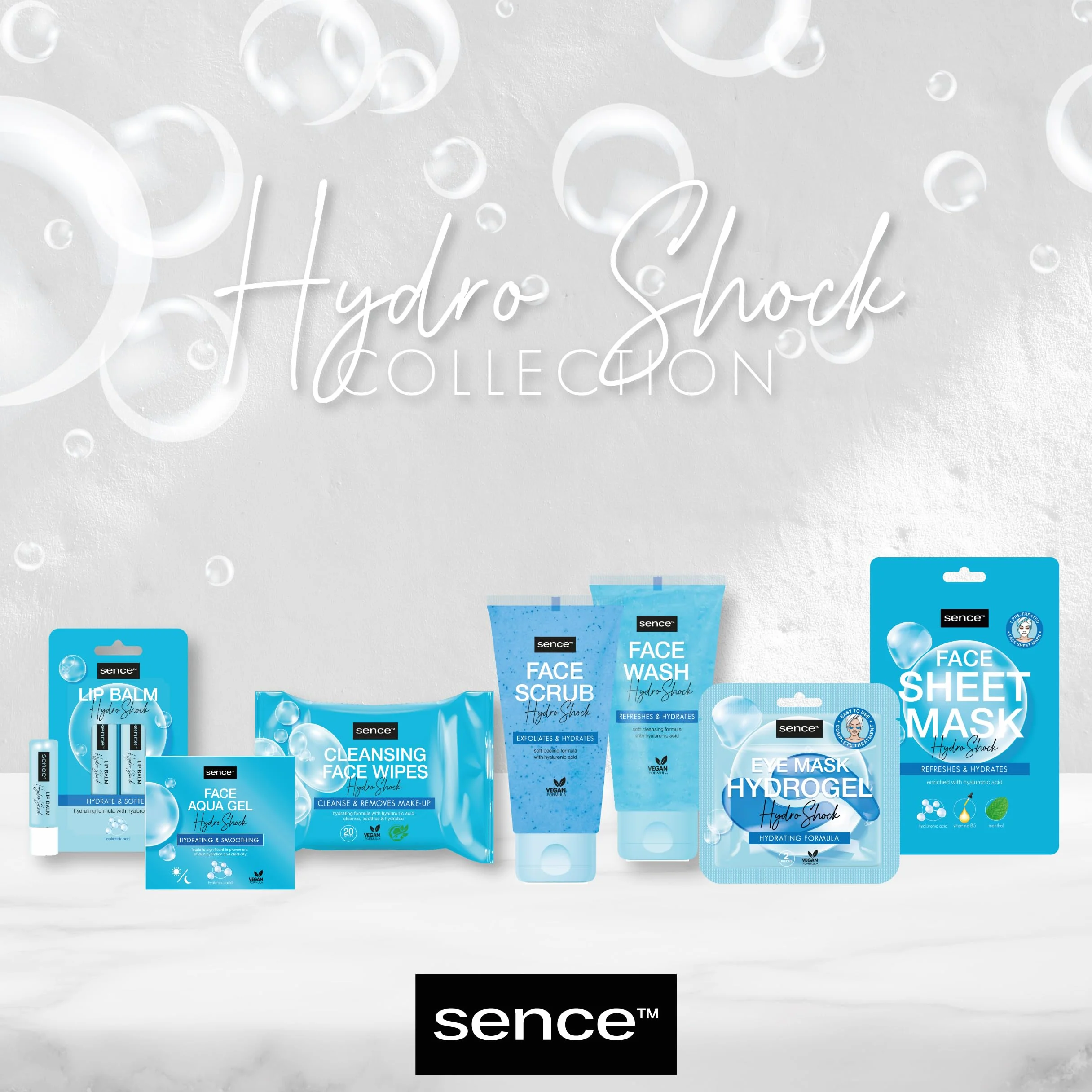 Sence Balm Hydro Shock, pomadka do ust z kwasem hialuronowym i parafiną, kosmetyk do pielęgnacji ust, pielęgnacja na dzień dla gładkich ust, wegańska pomadka do ust (2 x 4,3 g)