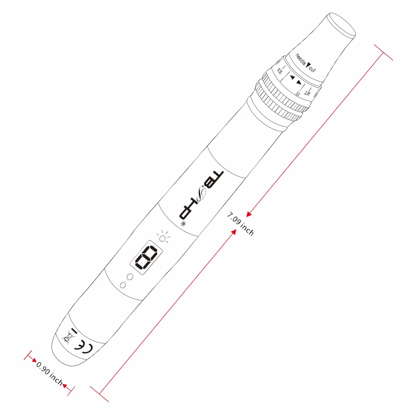 Dermapen TBPHP P20RL z LCD mezoterapia 8 poziomów regulacji prędkości + wkłady 25 szt