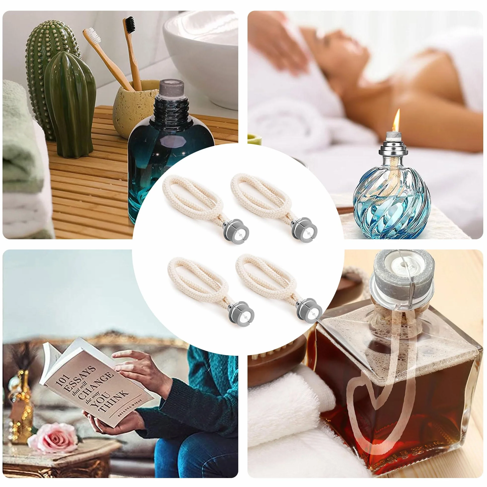 4 sztuki lamp katalitycznych do lamp palnikowych, lampa olejowa, knot zastępczy, kontrola powietrza, katalityczna, do palnika, dyfuzora, aromaterapii, dekoracja domu (4/srebrne)