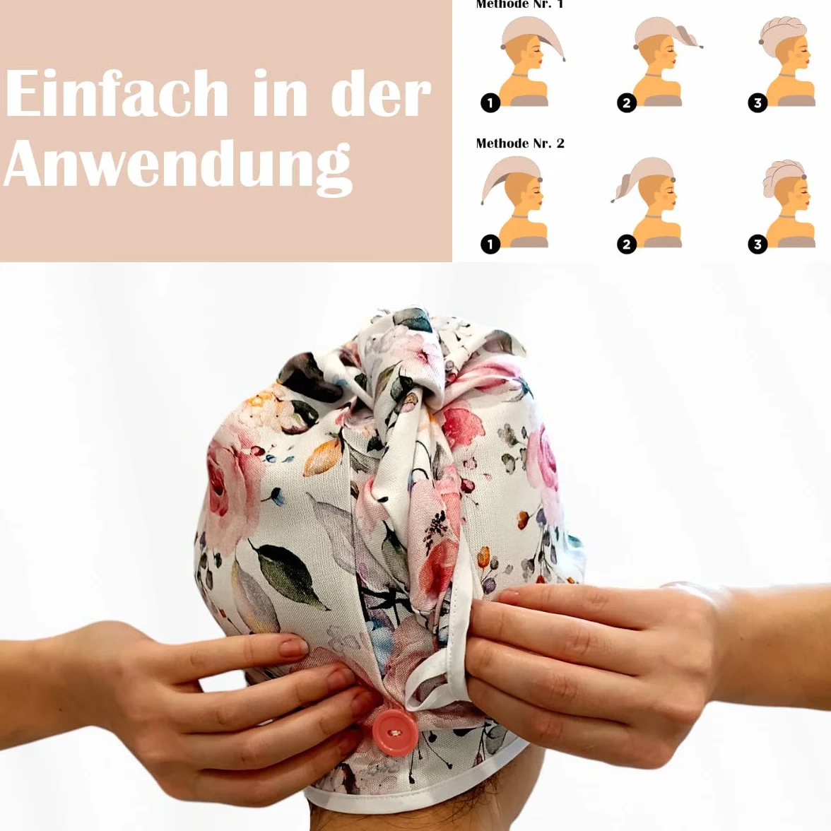 bambusowy turban do włosów z guzikiem - turban do każdego rodzaju włosów - szybkoschnący ręcznik do włosów - ręcznie robiony ręcznik do włosów z gumką
