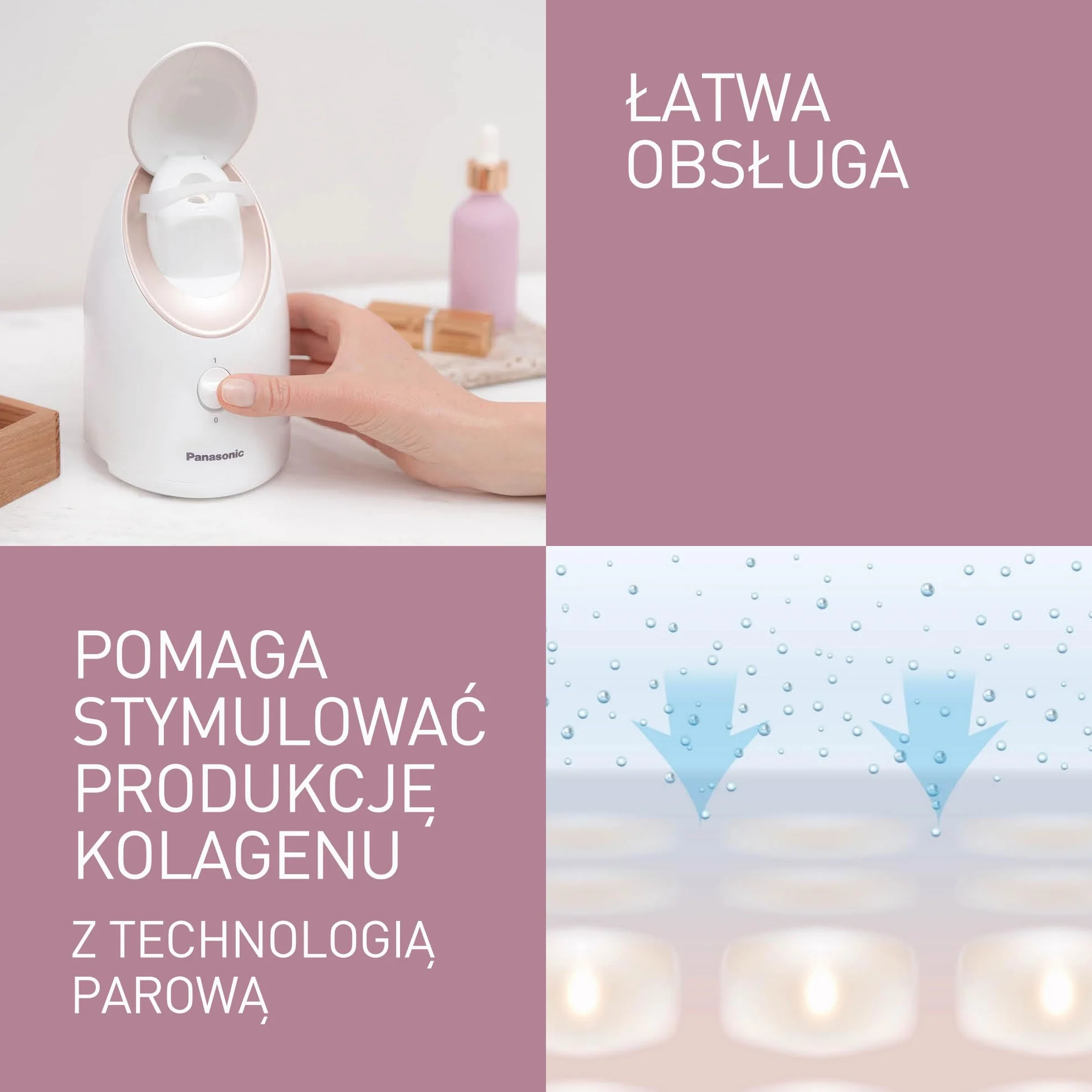 Panasonic EH-XS01 Sauna kosmetyczna do twarzy (technologia nanojonowa, głębokie oczyszczanie, silne nawilżenie)