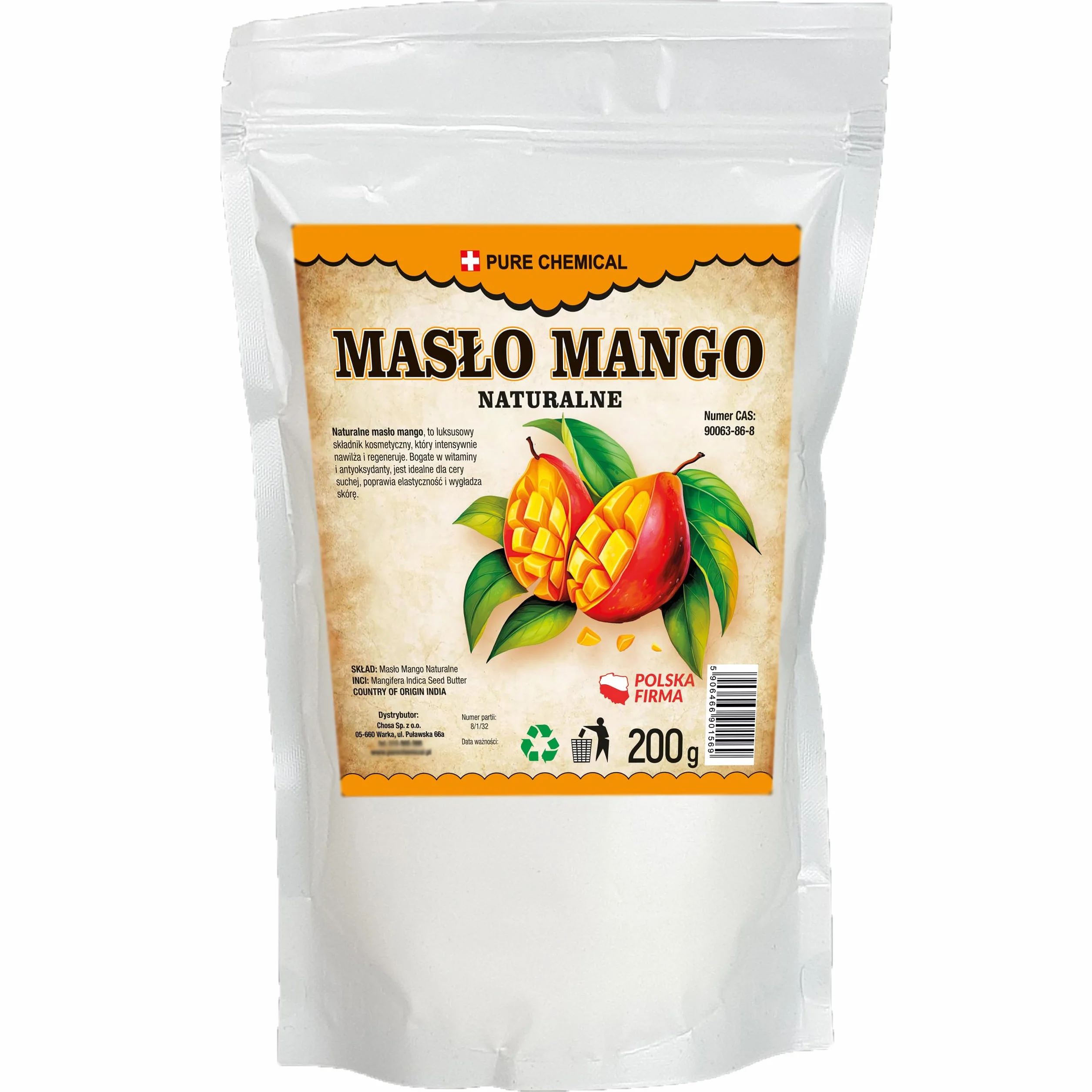 CHOSA Masło mango organiczne do kosmetyków balsam do ciała 100% naturalny