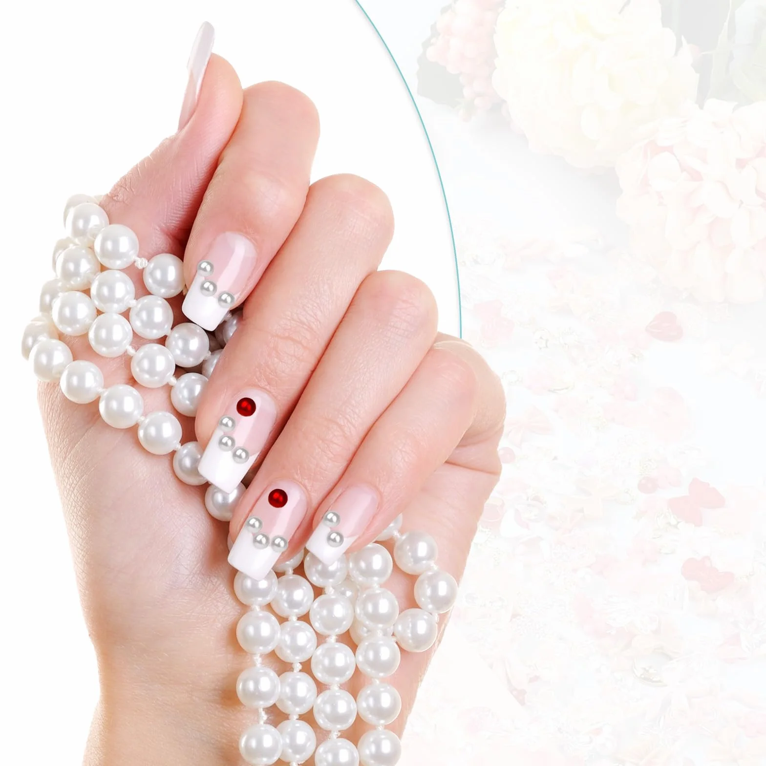 Bewudy Zestaw 500 sztuk ozdób do paznokci, dekoracja 3D, sztuczna żywica, śliczne akcesoria do manicure, kwiaty, kokardki, serca, do dekoracji paznokci, DIY (różowe), 560715_2_7ZHX175TZ