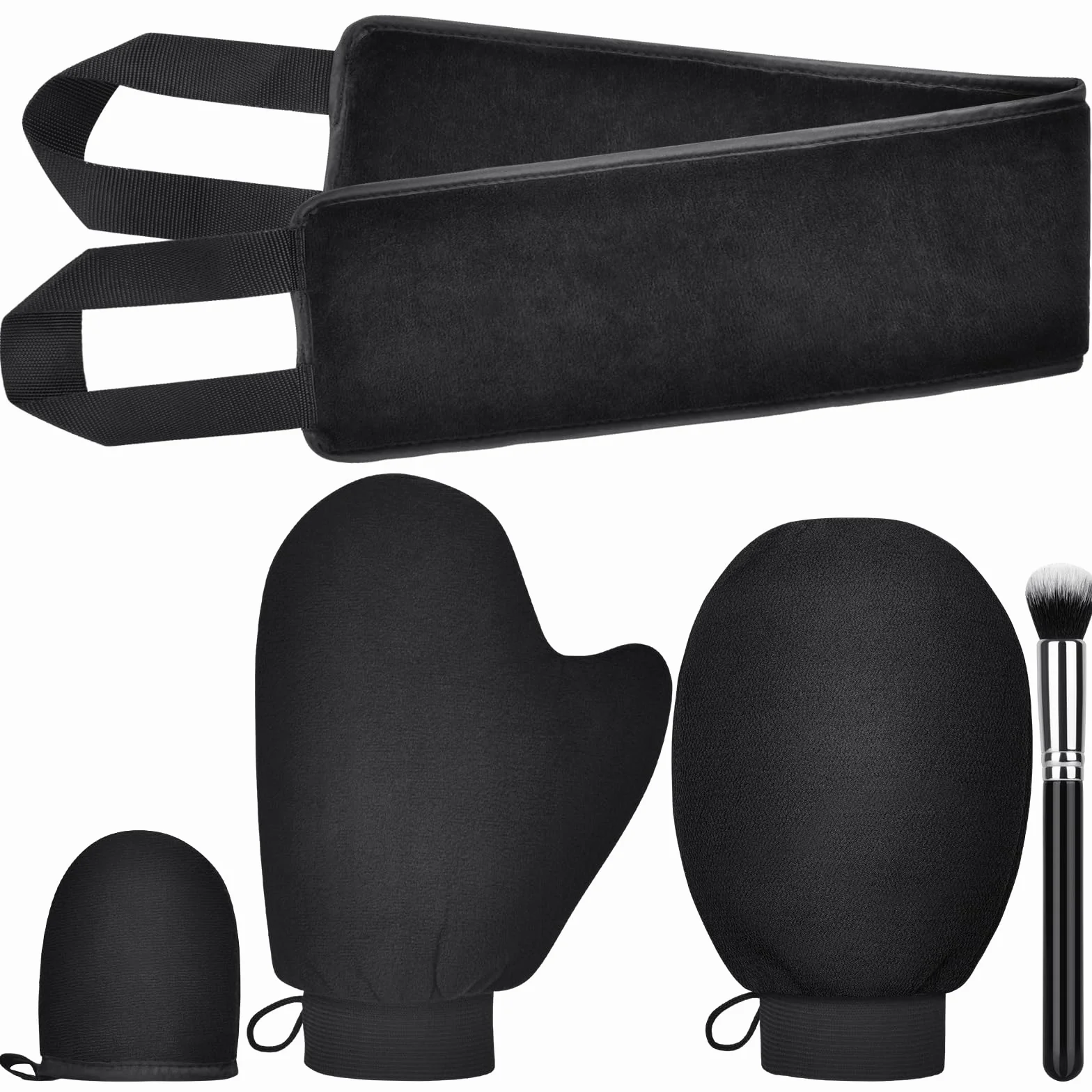 LOPHE Aplikator samoopalający, 5-częściowy czarny aplikator balsamu do pleców, aplikator Sunless Tanning Mitt aplikator balsam do opalania, opalarka strumieniowa