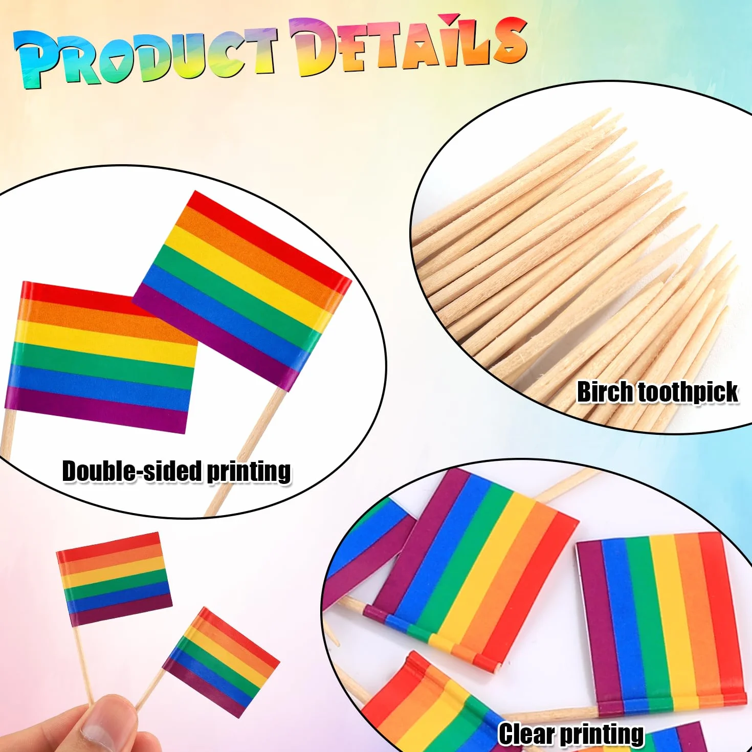 200 szt. Wykalaczki Teczowe Flagi, Mini LGBT Wykalaczki do Ciastek Teczowe Wykalaczki Wykalaczki do Ciastek Progress Pride Wykalaczki Teczowy Koktajl na Teczowy Karnawal Dekoracje Imprezowe