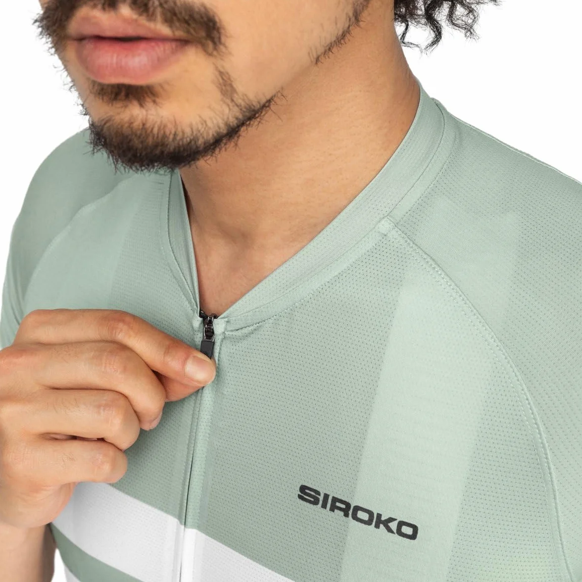SIROKO - Letnia Koszulka Rowerowa Siroko M3 Mustair - XS - Popielata zieleń/Biały